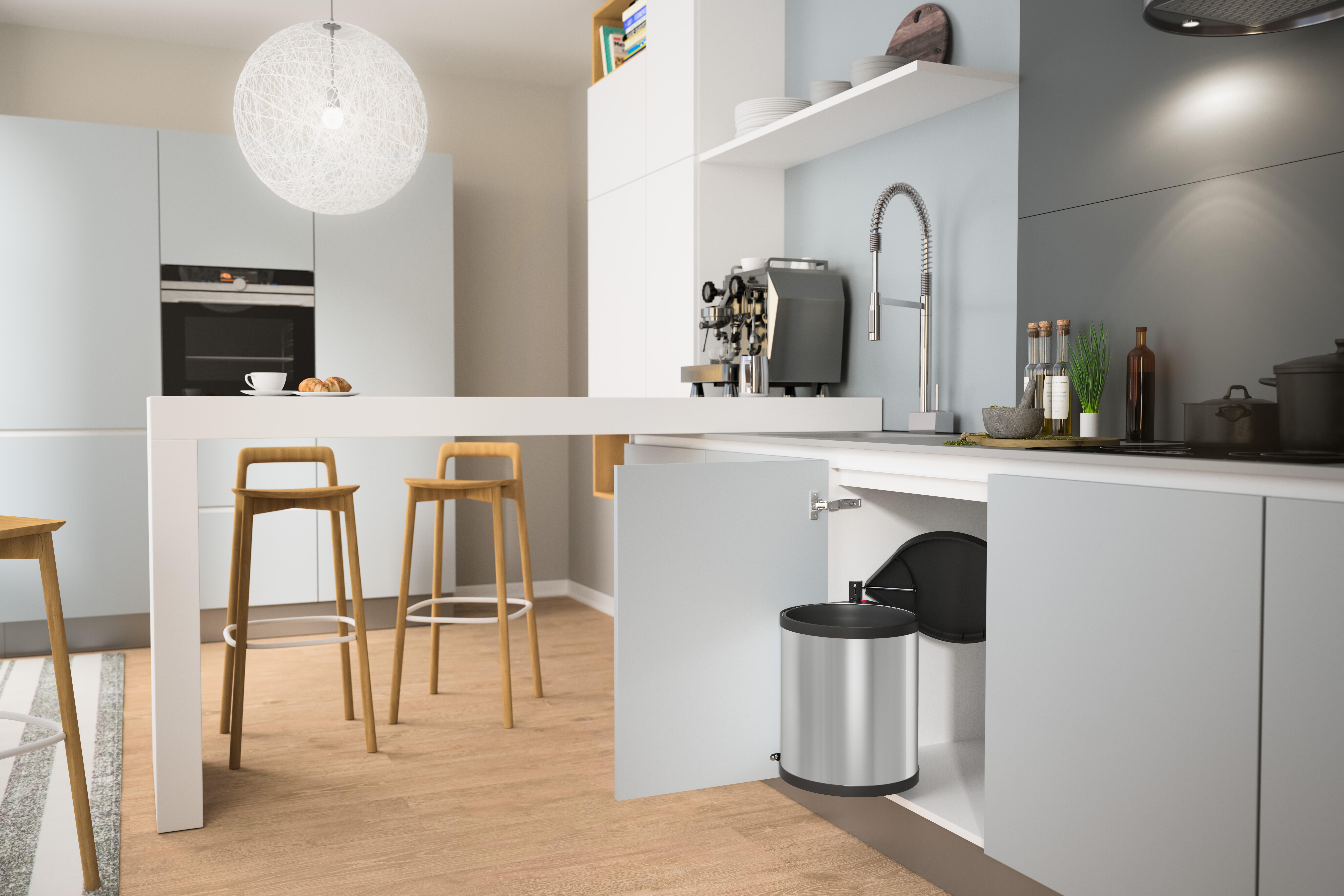 Balde de lixo extraível Hailo 15 L inox e plástico - 13