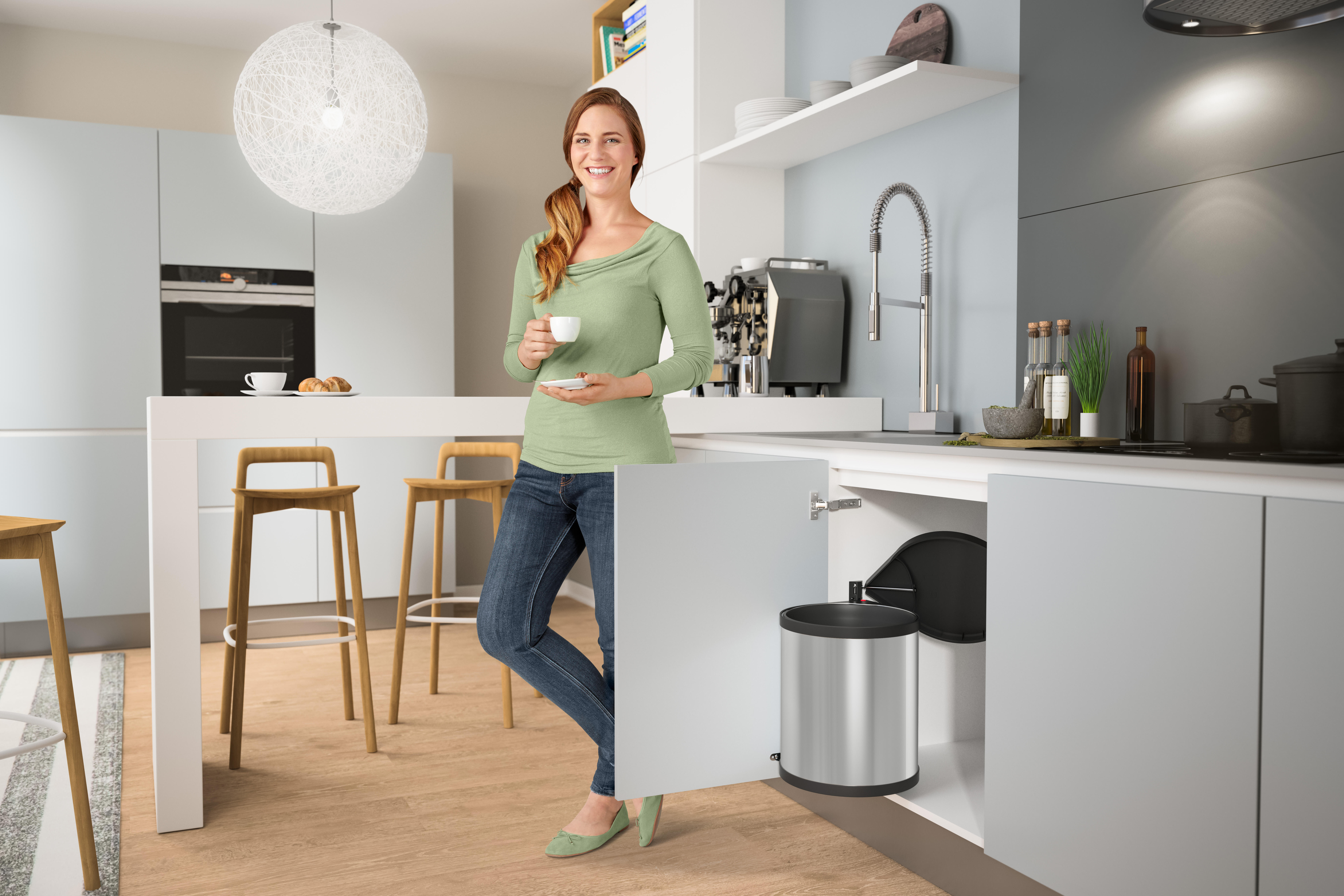 Balde de lixo extraível Hailo 15 L inox e plástico - 5