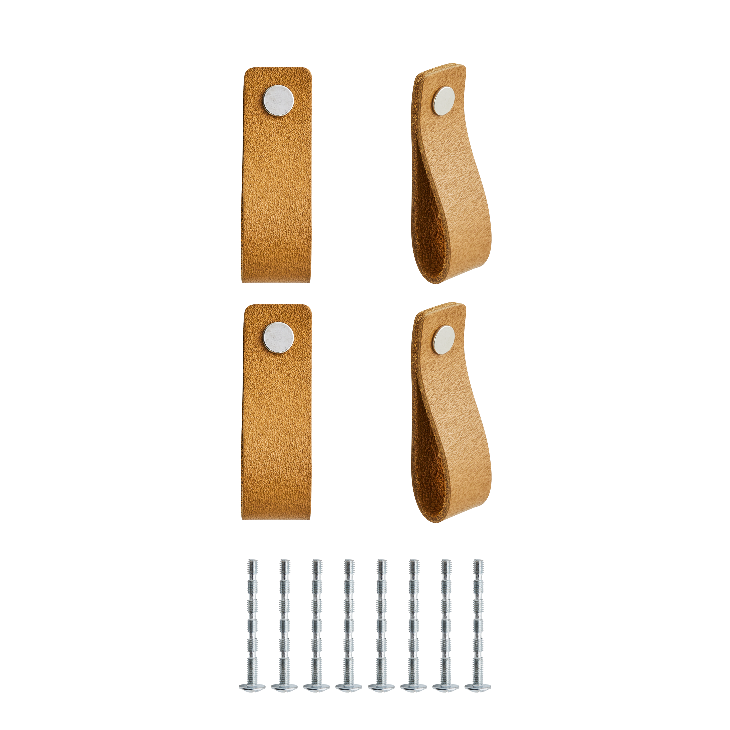 4 Puxadores para móvel couro sintético castanho claro 20x70 mm Inspire Zack - 6