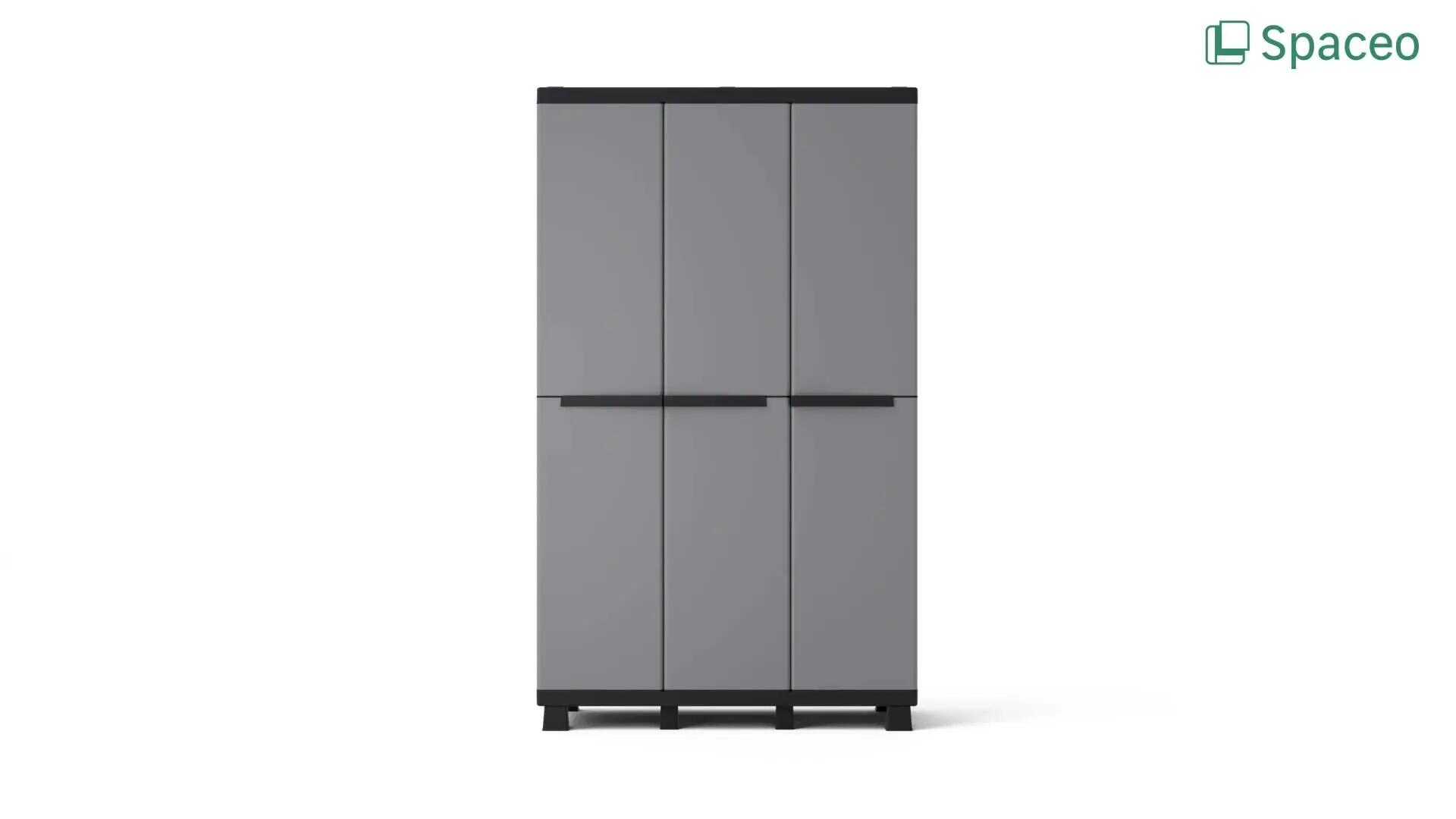 Armario alto 3 puertas Spaceo Gary 170x102x39 cm para uso interior gris, negro - 2