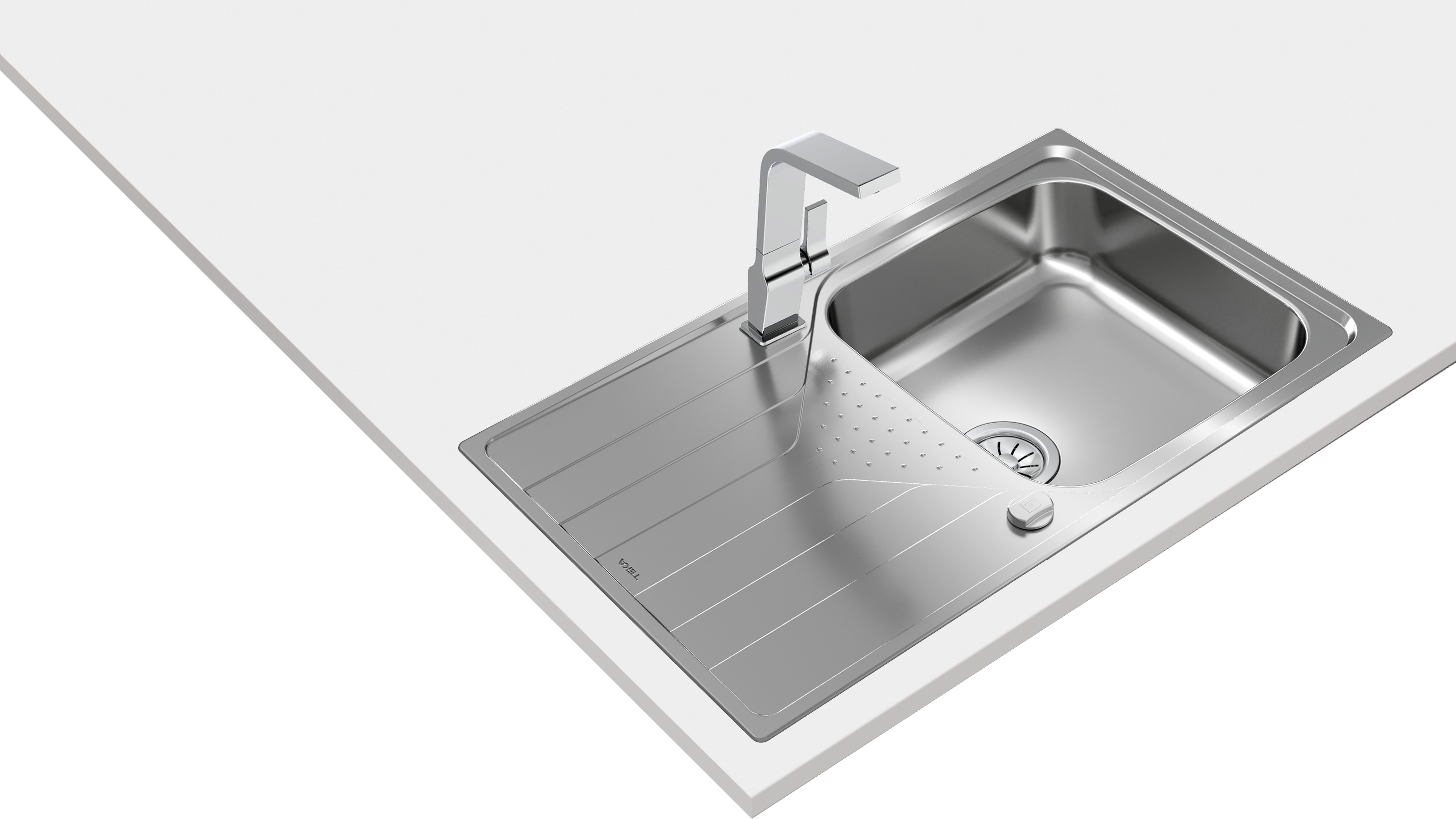 Evier à encastrer 1 grand bac Inox micro-structuré UNIVERSELLE Gris - 2