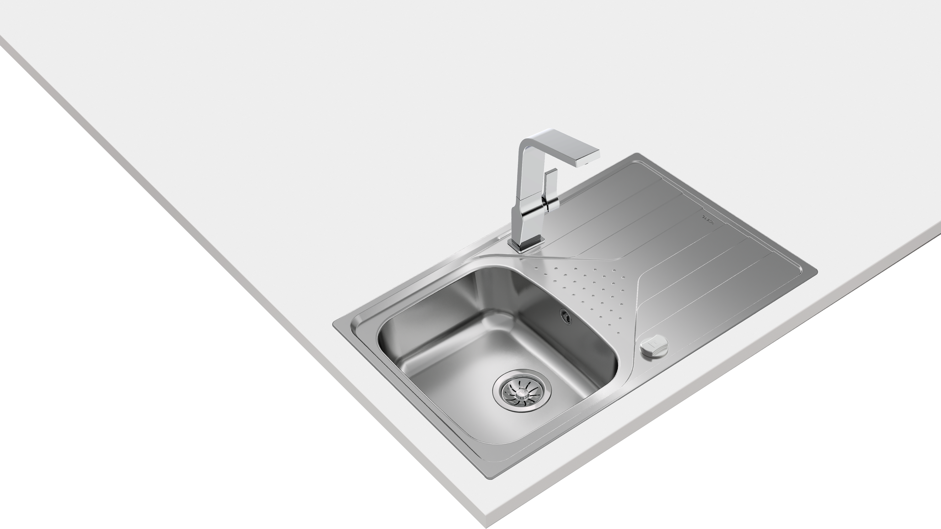 Evier à encastrer 1 bac avec égouttoir, Inox micro-structuré UNIVERSELLE Gris - 3