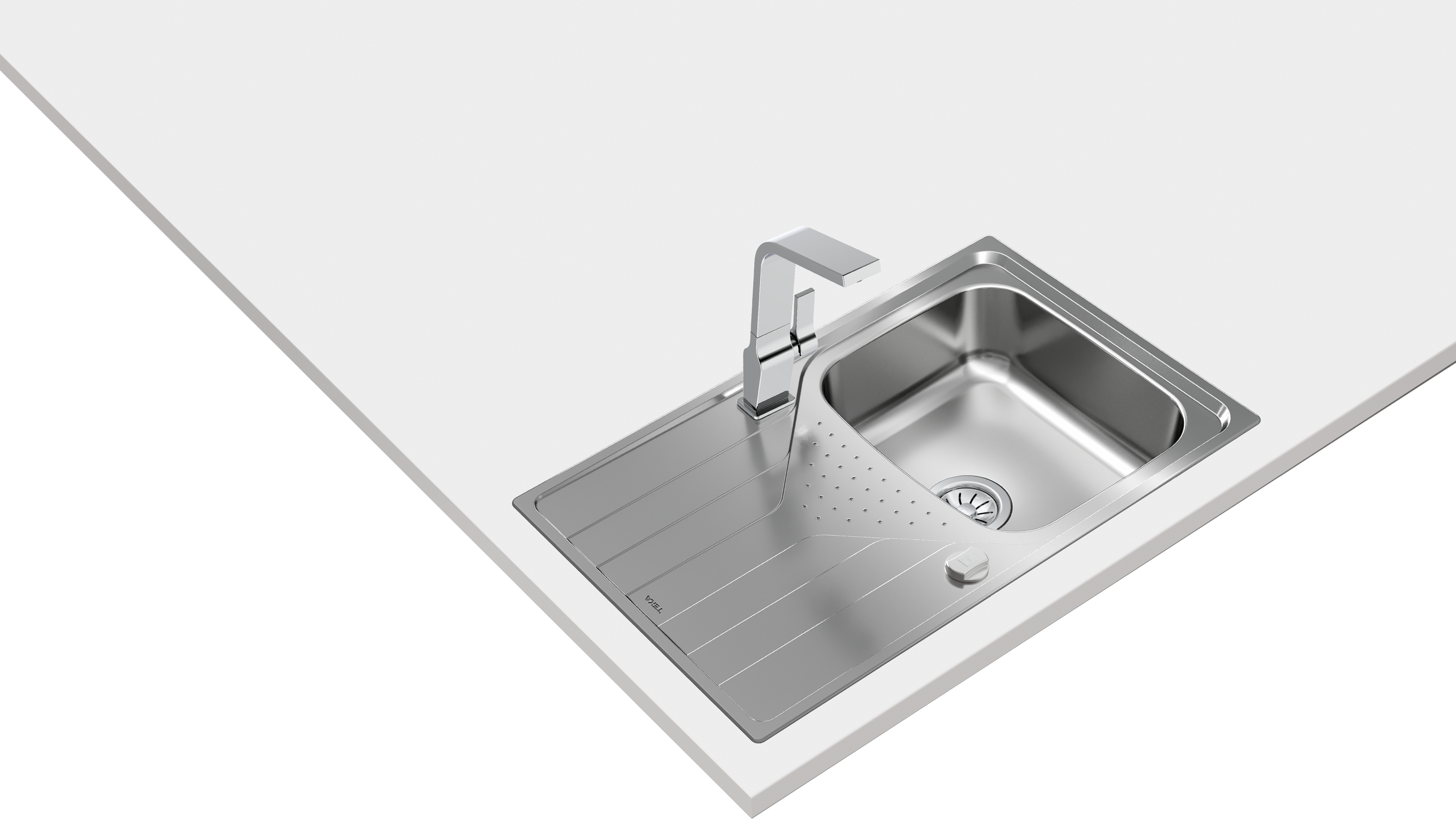 Evier à encastrer 1 bac avec égouttoir, Inox micro-structuré UNIVERSELLE Gris - 4