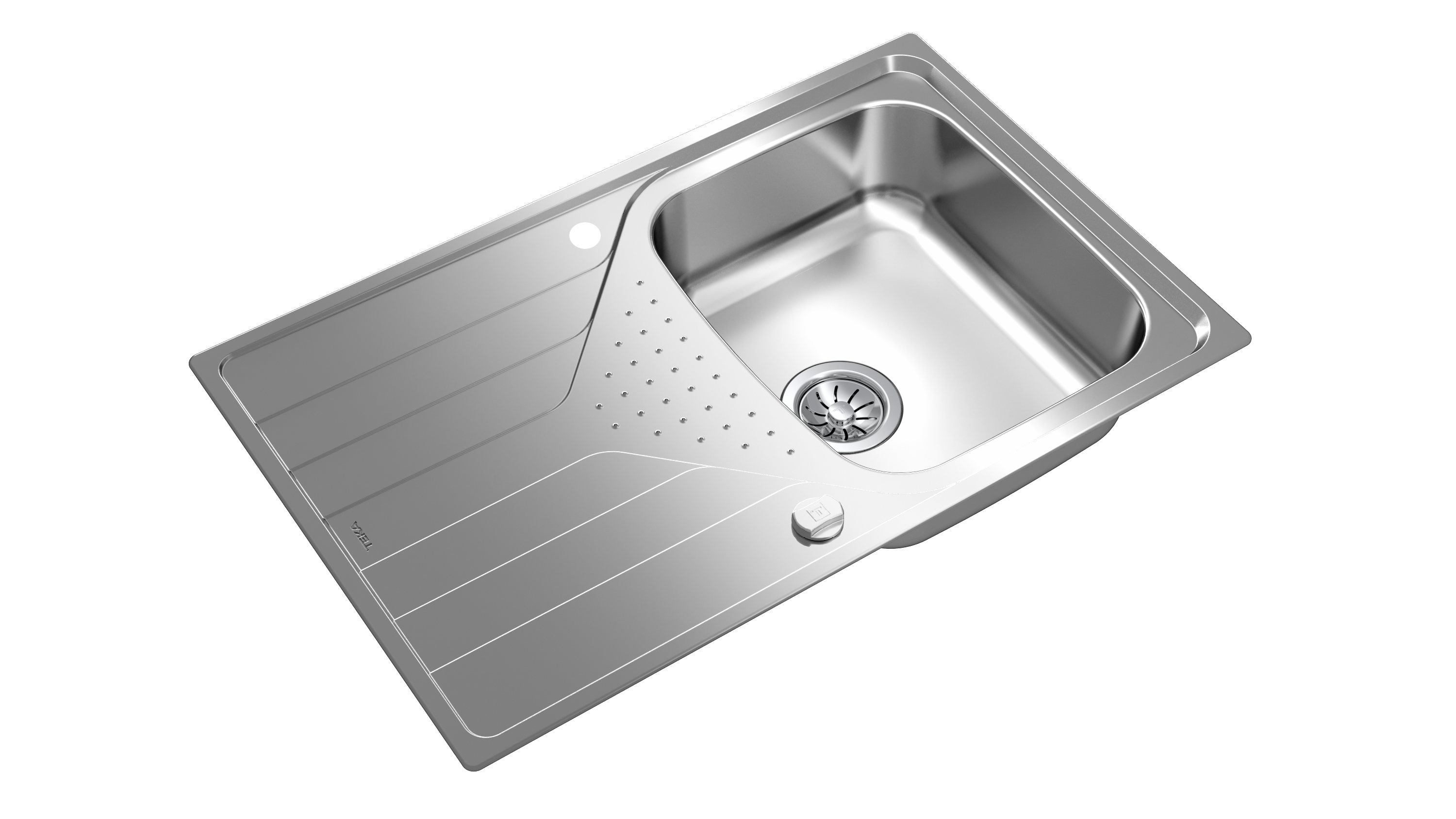 Evier à encastrer 1 bac avec égouttoir, Inox micro-structuré UNIVERSELLE Gris - 6