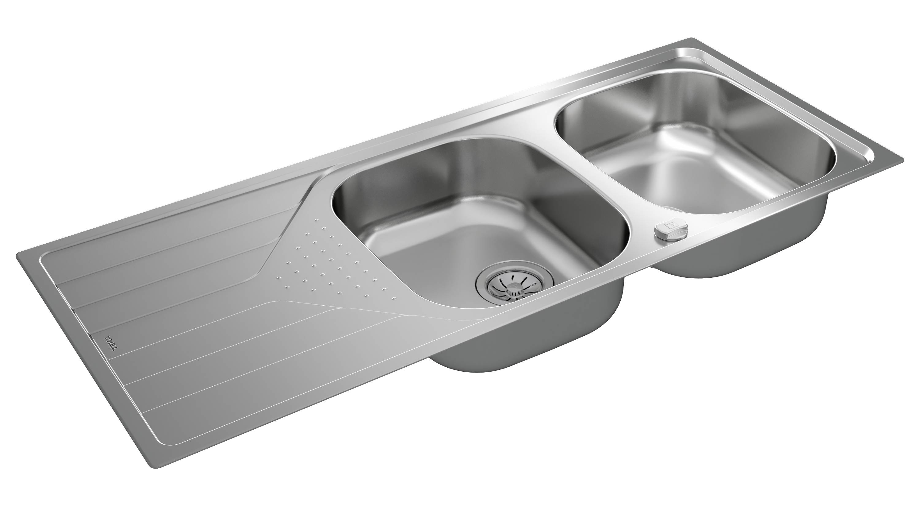 Evier à encastrer 2 bacs avec égouttoir, Inox micro-structuré UNIVERSELLE Gris - 4