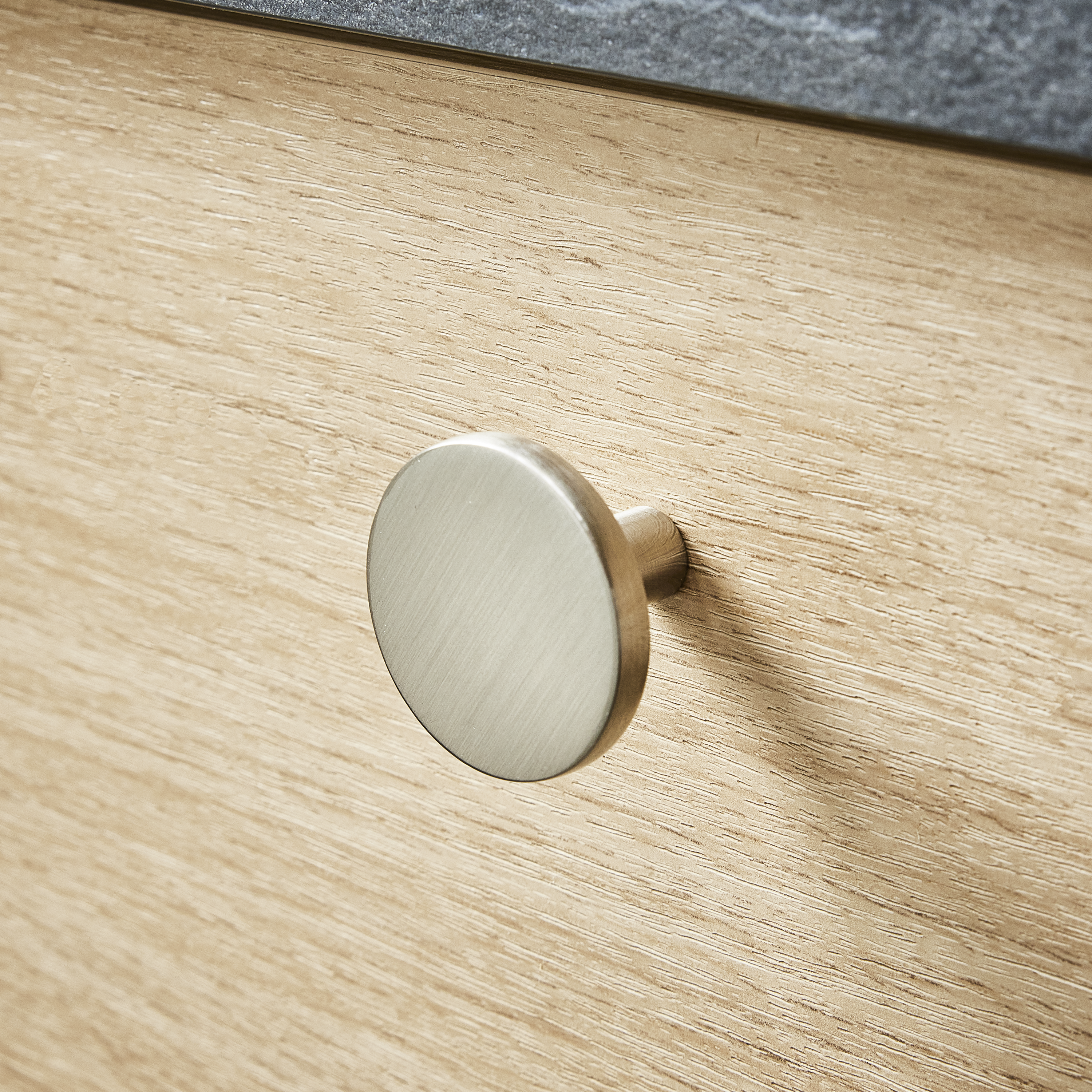 2 boutons de meuble ronds Jamy, aluminium argent brossé, Diam.35 mm - 3