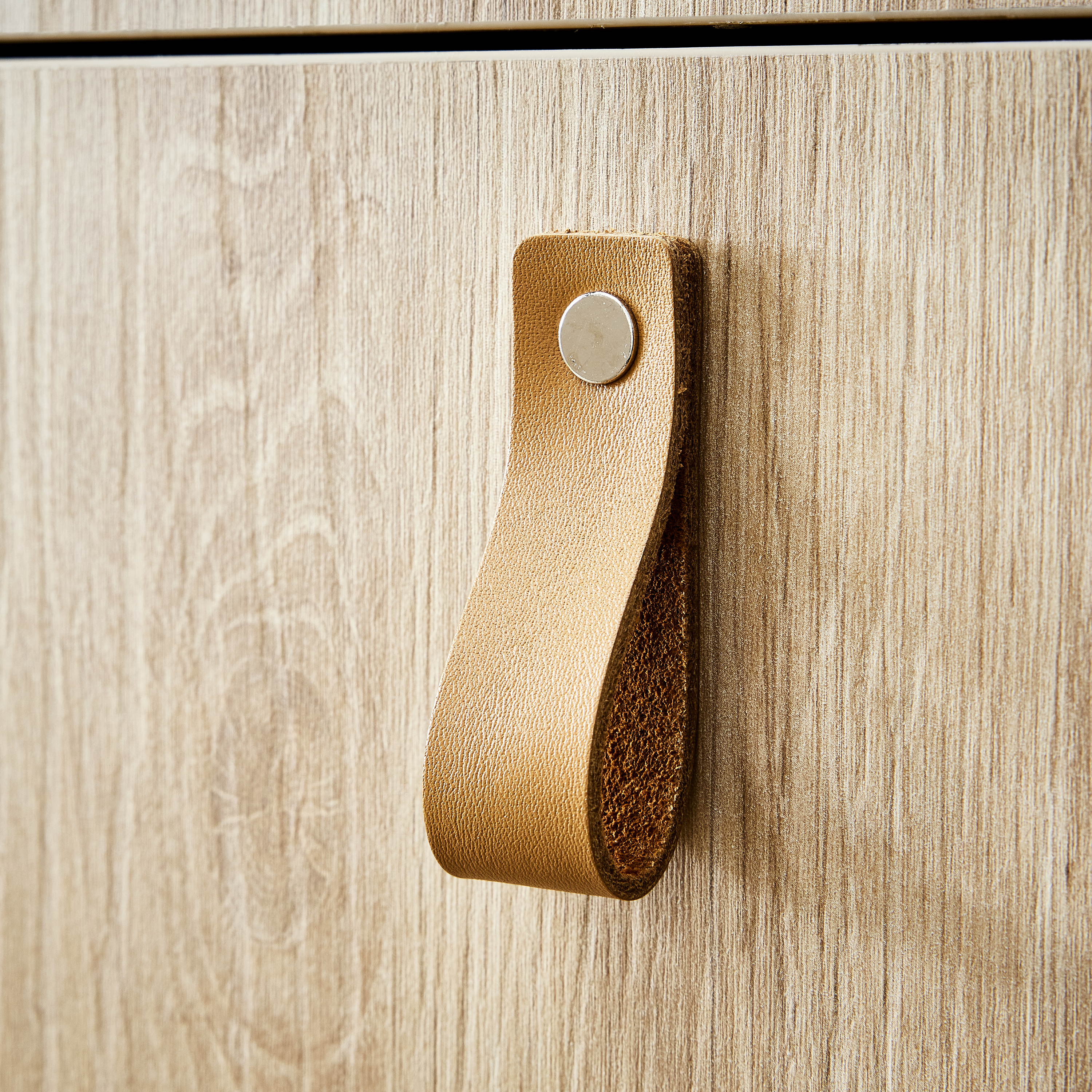 4 Puxadores para móvel couro sintético castanho claro 20x70 mm Inspire Zack - 2