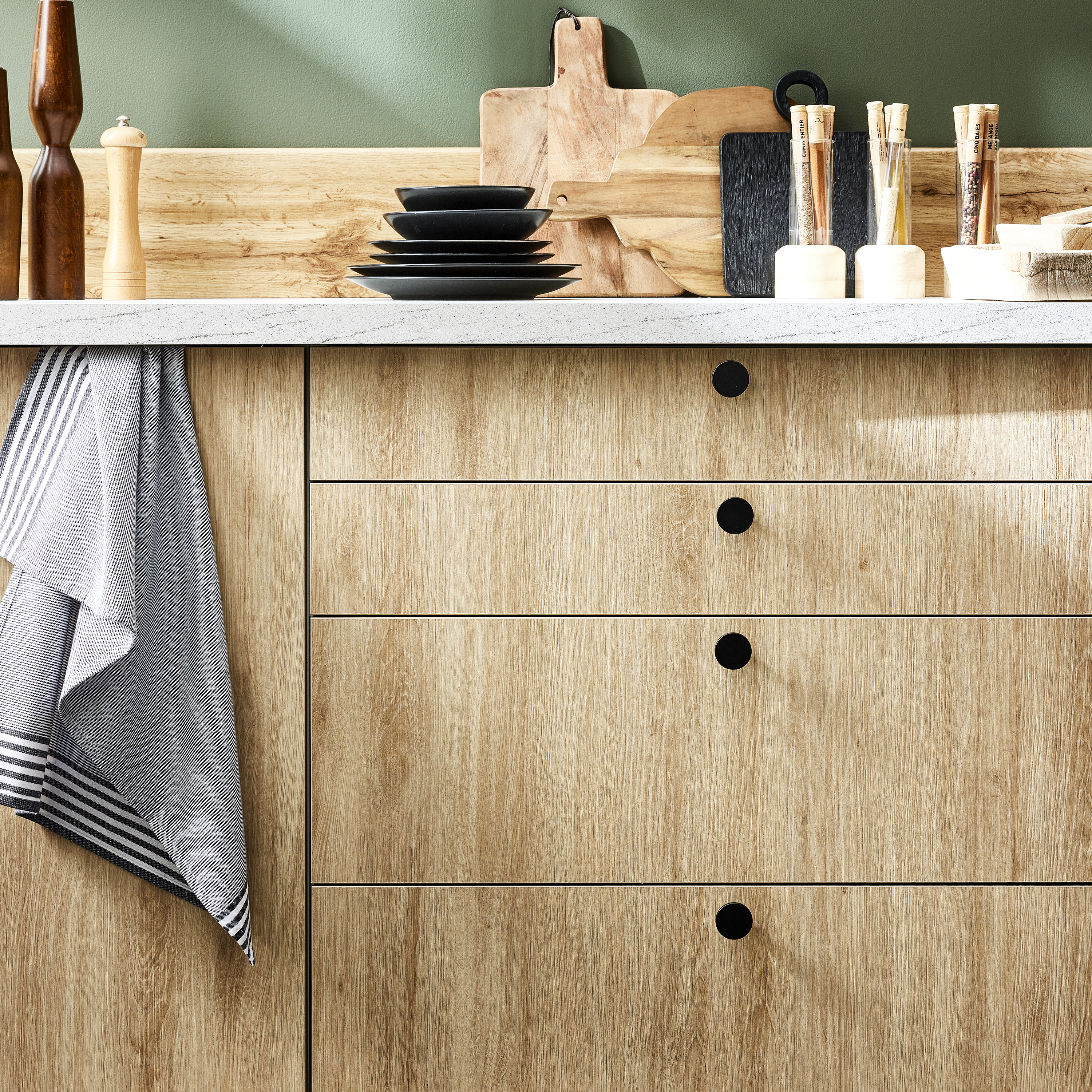 2 boutons de meuble ronds Jamy, aluminium noir peint, Diam.35 mm - 3