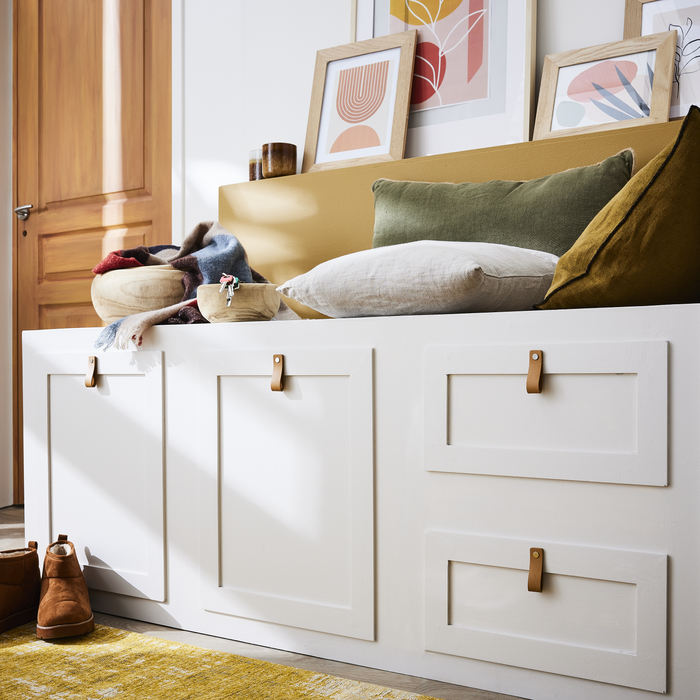 Puxador para móveis em couro sintético ZACK cor castanho claro