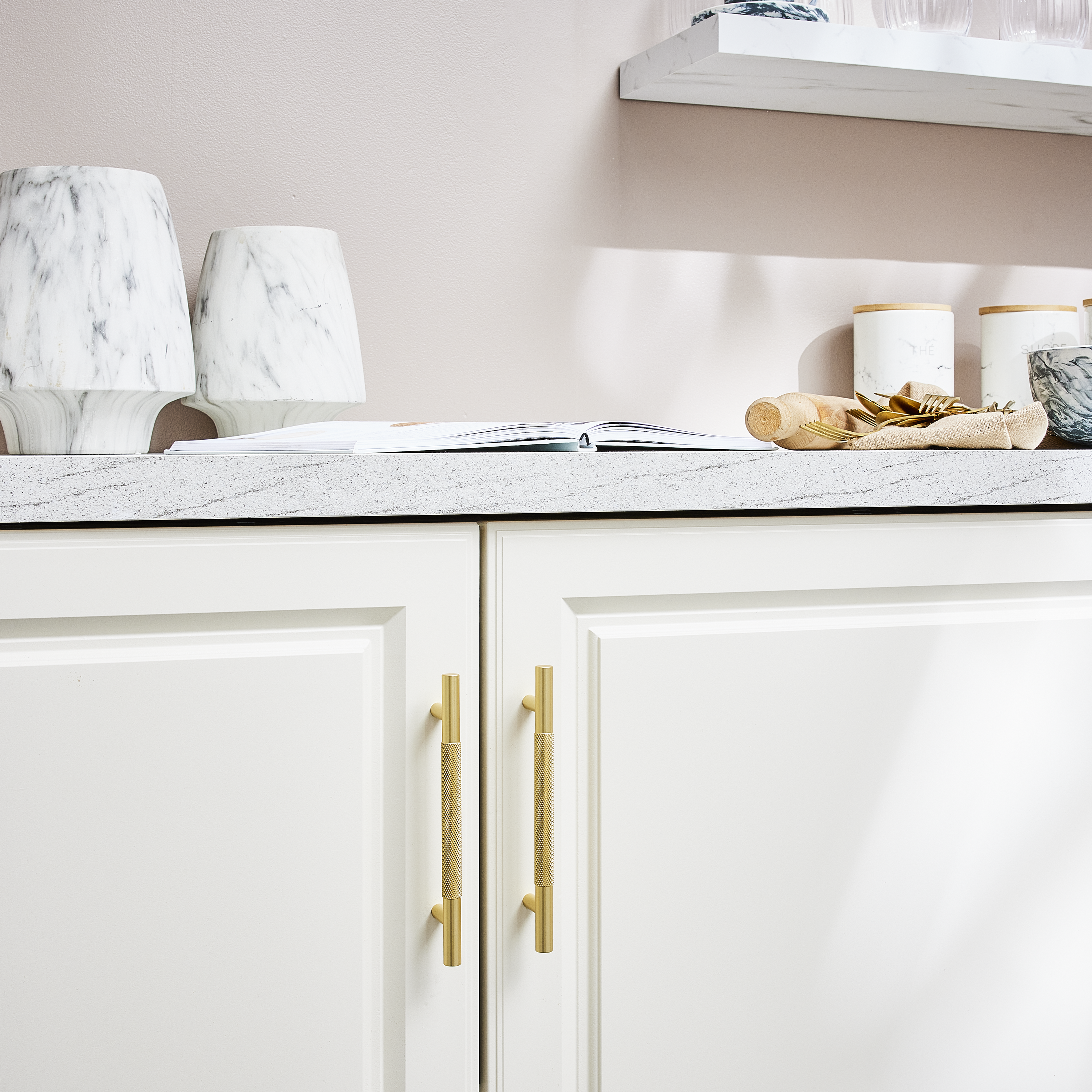 Lot de 2 poignées de meuble INSPIRE Alex, laiton, Aluminium, entraxe 128 mm - 4