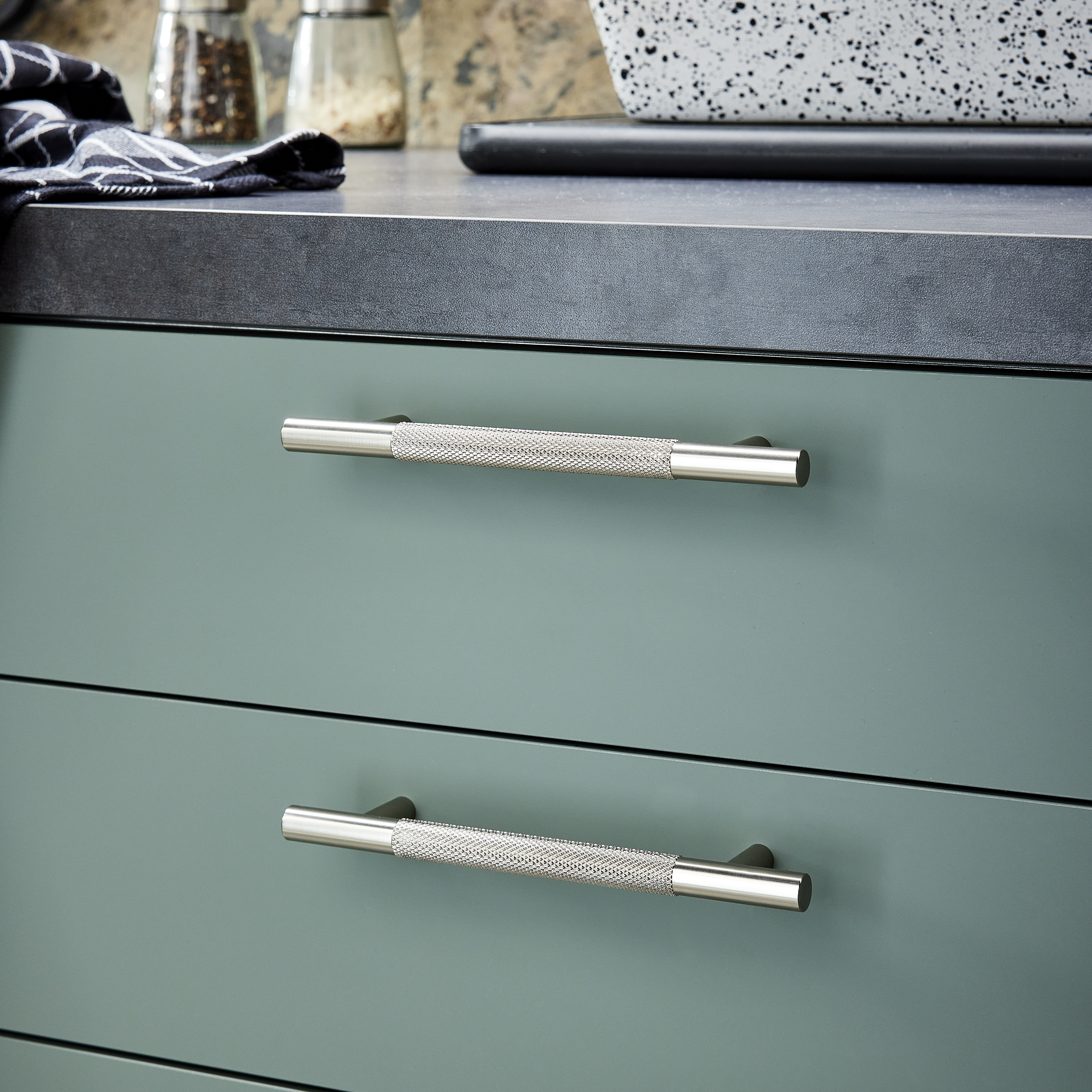 Lot de 2 poignées de meuble INSPIRE Axel, argenté, Aluminium, entraxe 128 mm - 3