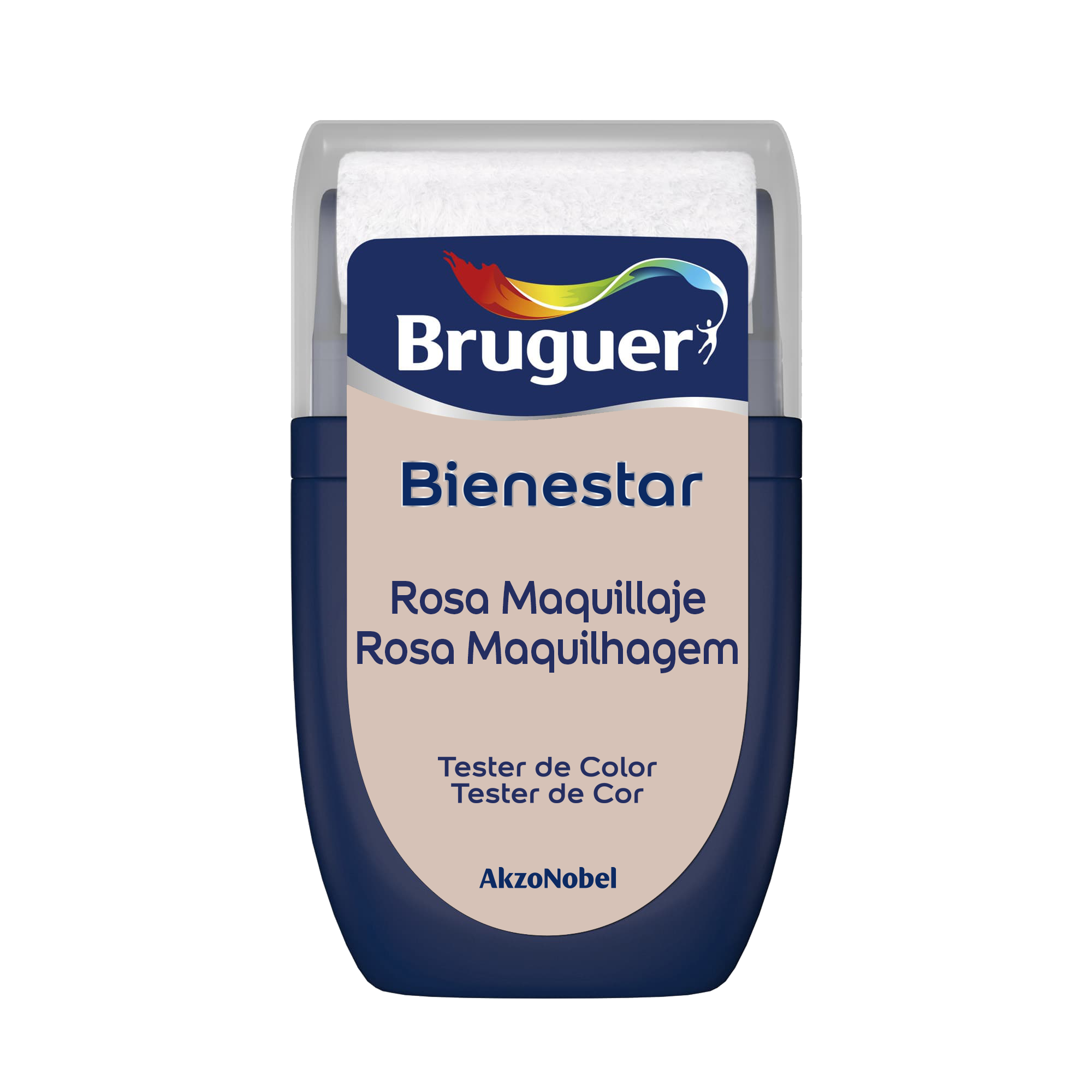 Tester de pintura bienestar bruguer color rosa maquillaje mate 30ml para paredes y techos
