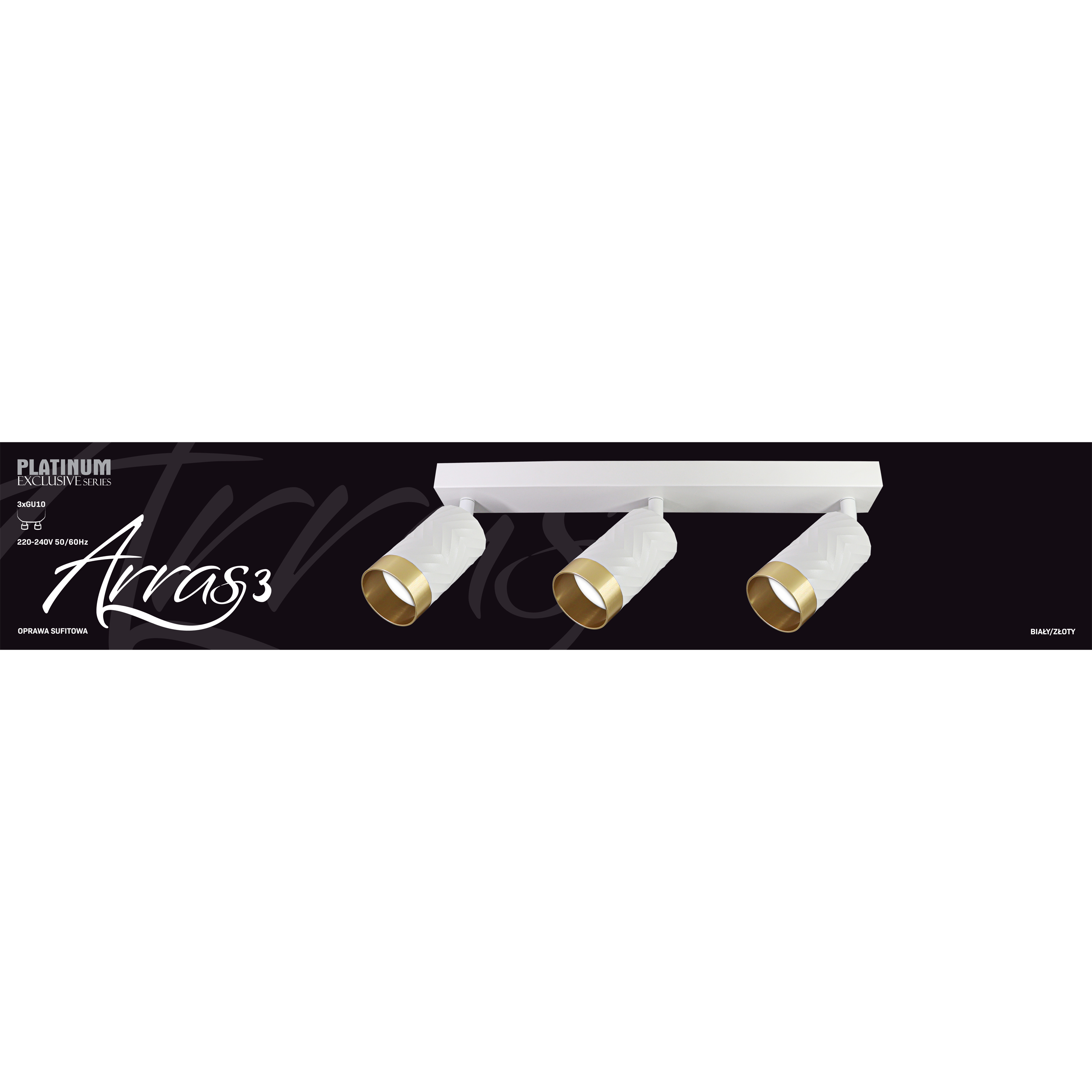 Listwa reflektorowa Arras biało-złota 3 x GU10 Goldlux - 5