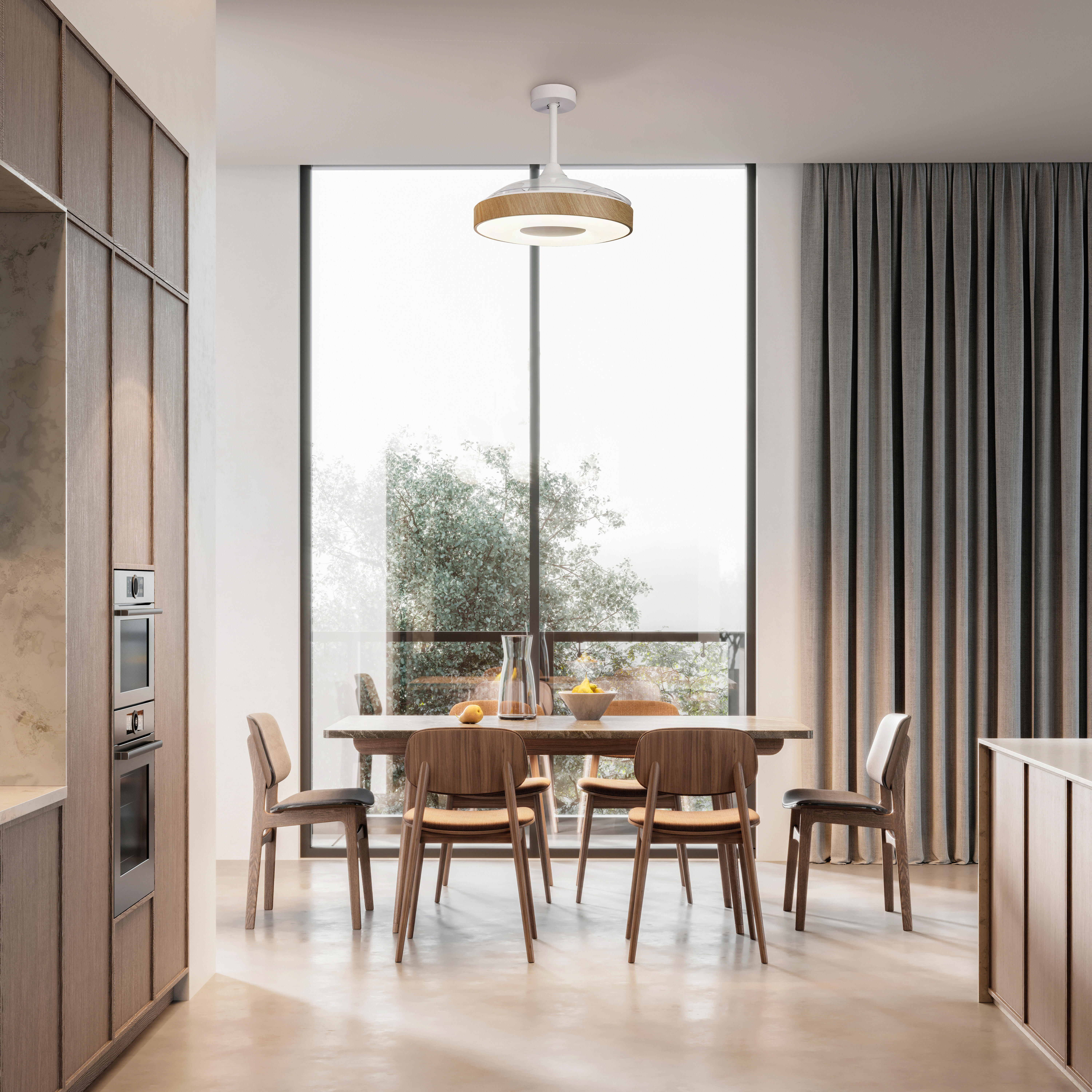 Ventilador de techo con luz silencioso DC 30W con mando ø106.2 cm Coin MANTRA marrón luz CCT 3 aspas retráctiles tipo lámpara| 8 velocidades| modo verano/invierno| brisa| recomendado de 13 a 20m² - 16