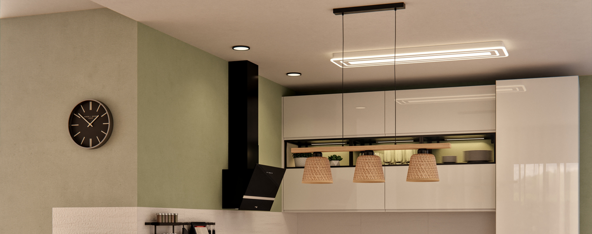 Iluminación LED para cocinas  Luces led para la cocina, Iluminación de  cocina moderna, Luces de techo de cocina