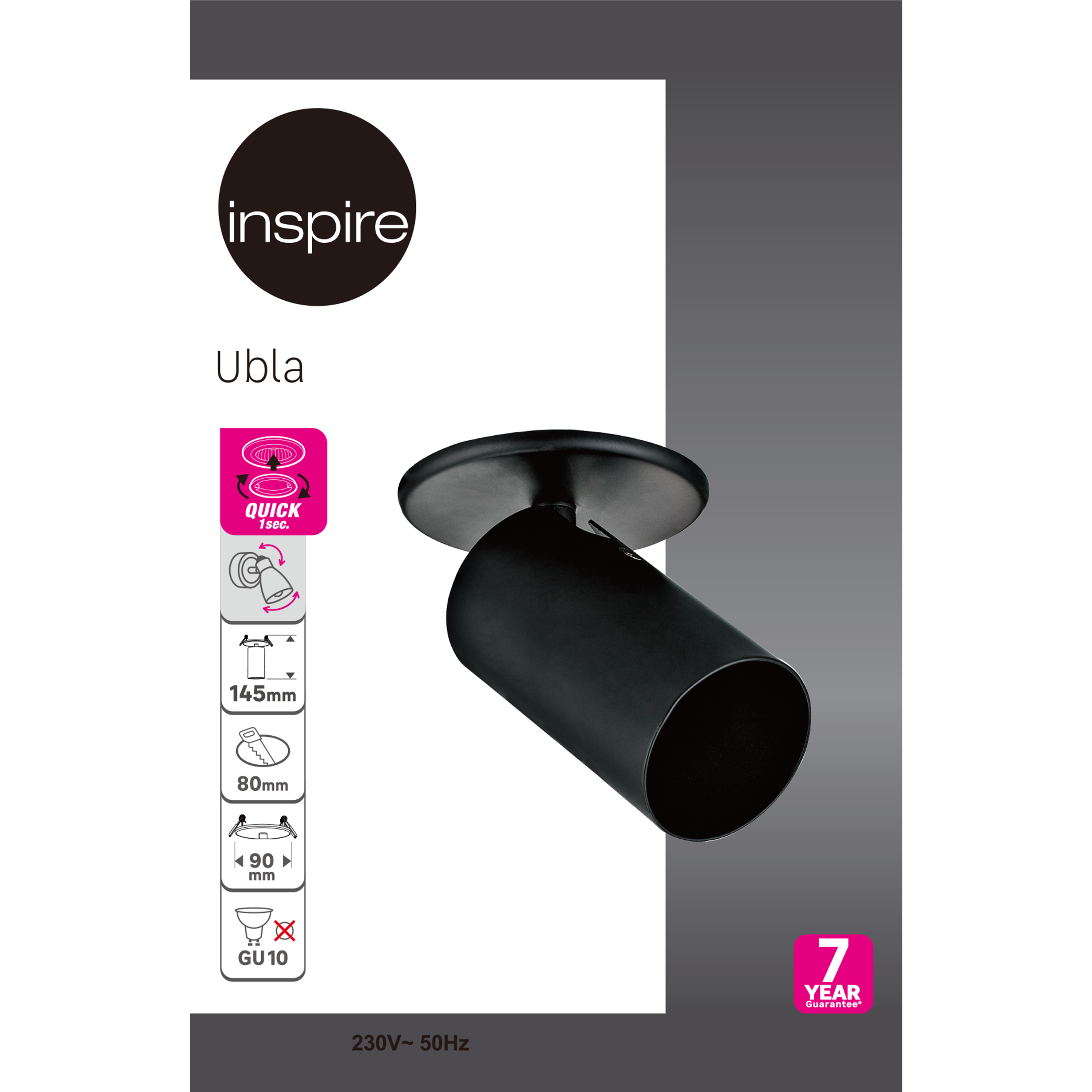 Spot à fixer gu10, essentiel métal noir INSPIRE Ubla D.9 cm - 7