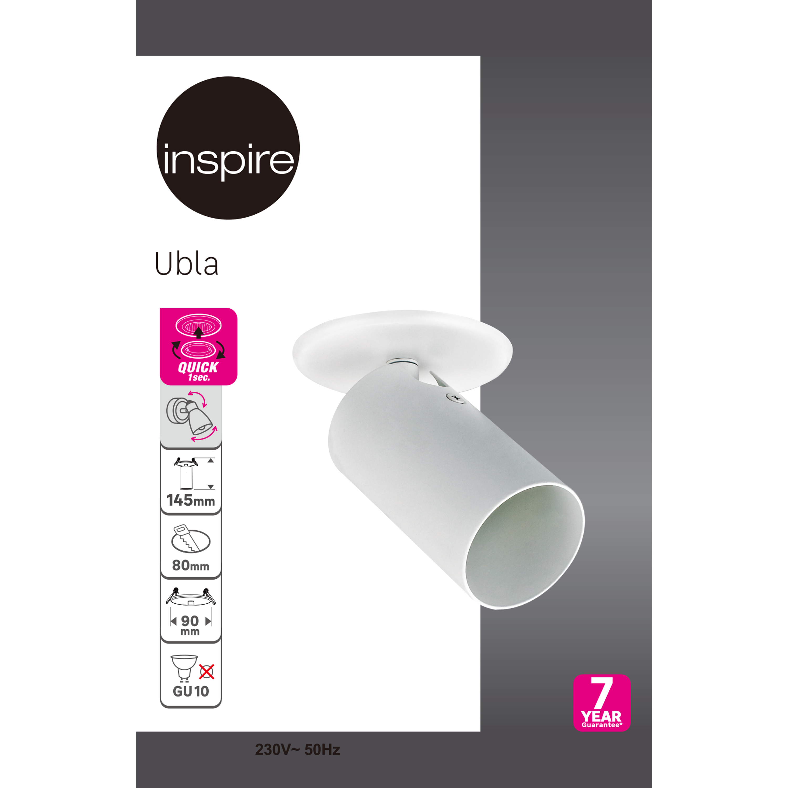 Spot à fixer gu10, essentiel métal blanc INSPIRE Ubla D.9 cm - 7