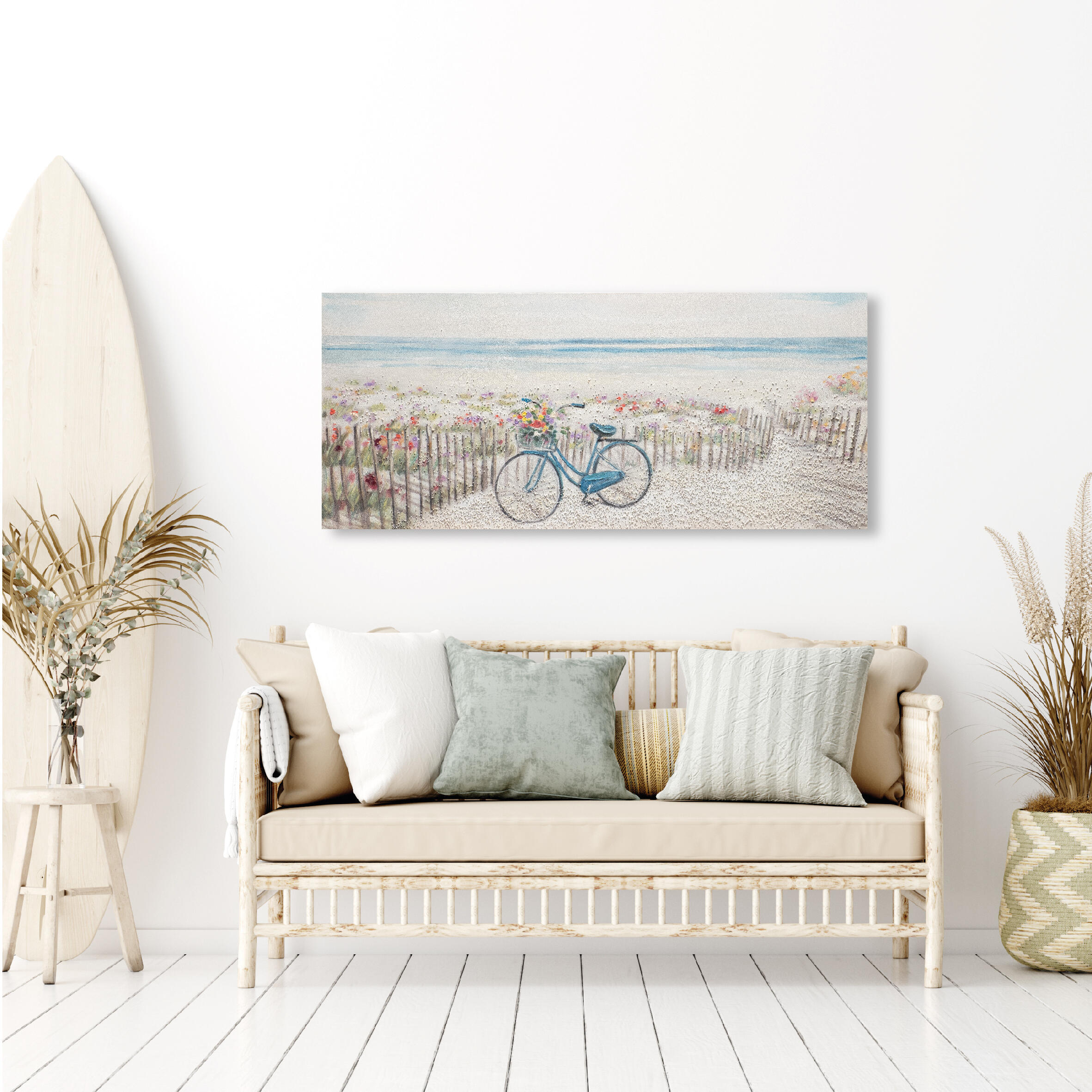 Pintura original sin marco flores cerca 65 x 150 cm