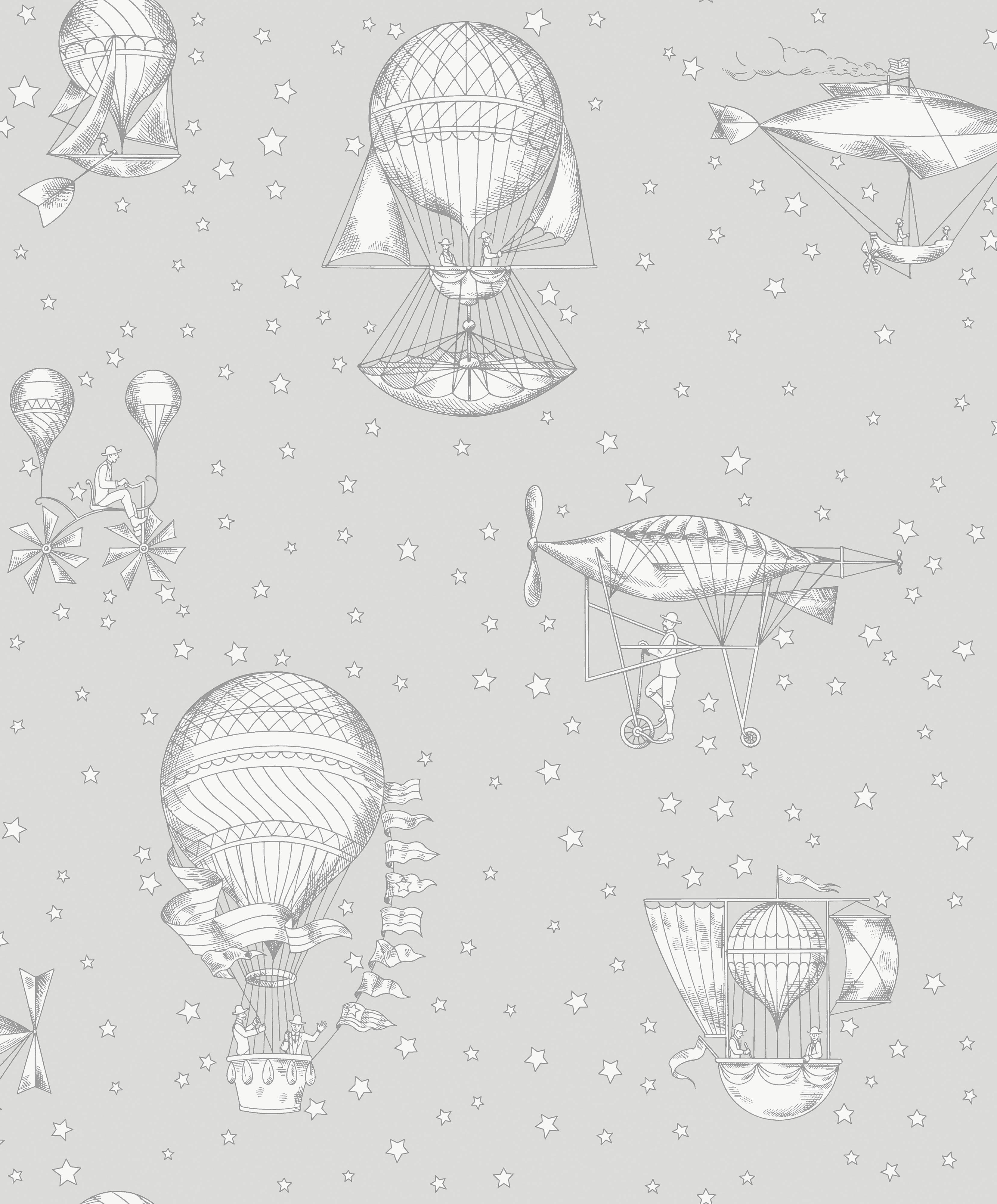 Papel pintado vinilo infantil globos aeroestáticos multicolor