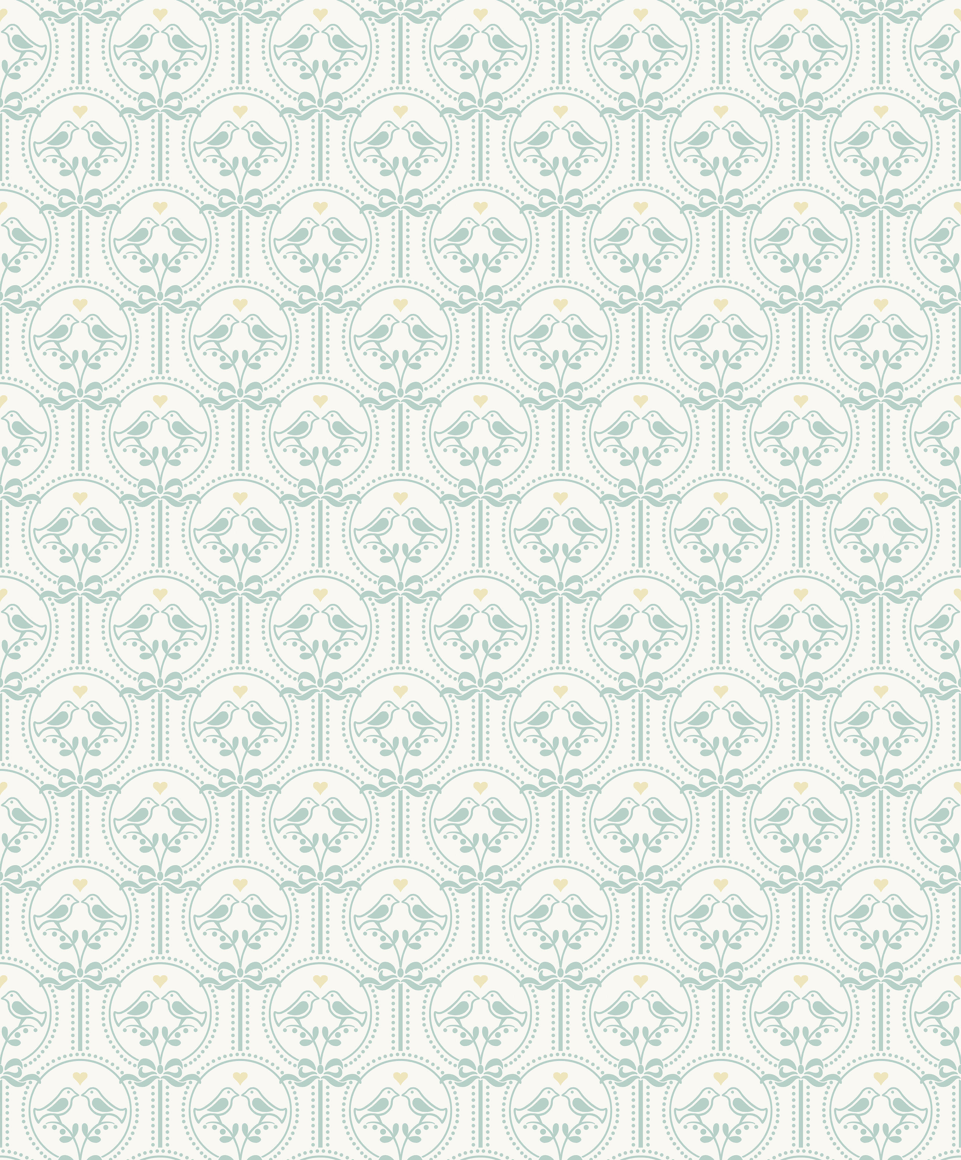 Papel pintado vinilo infantil pájaros verde