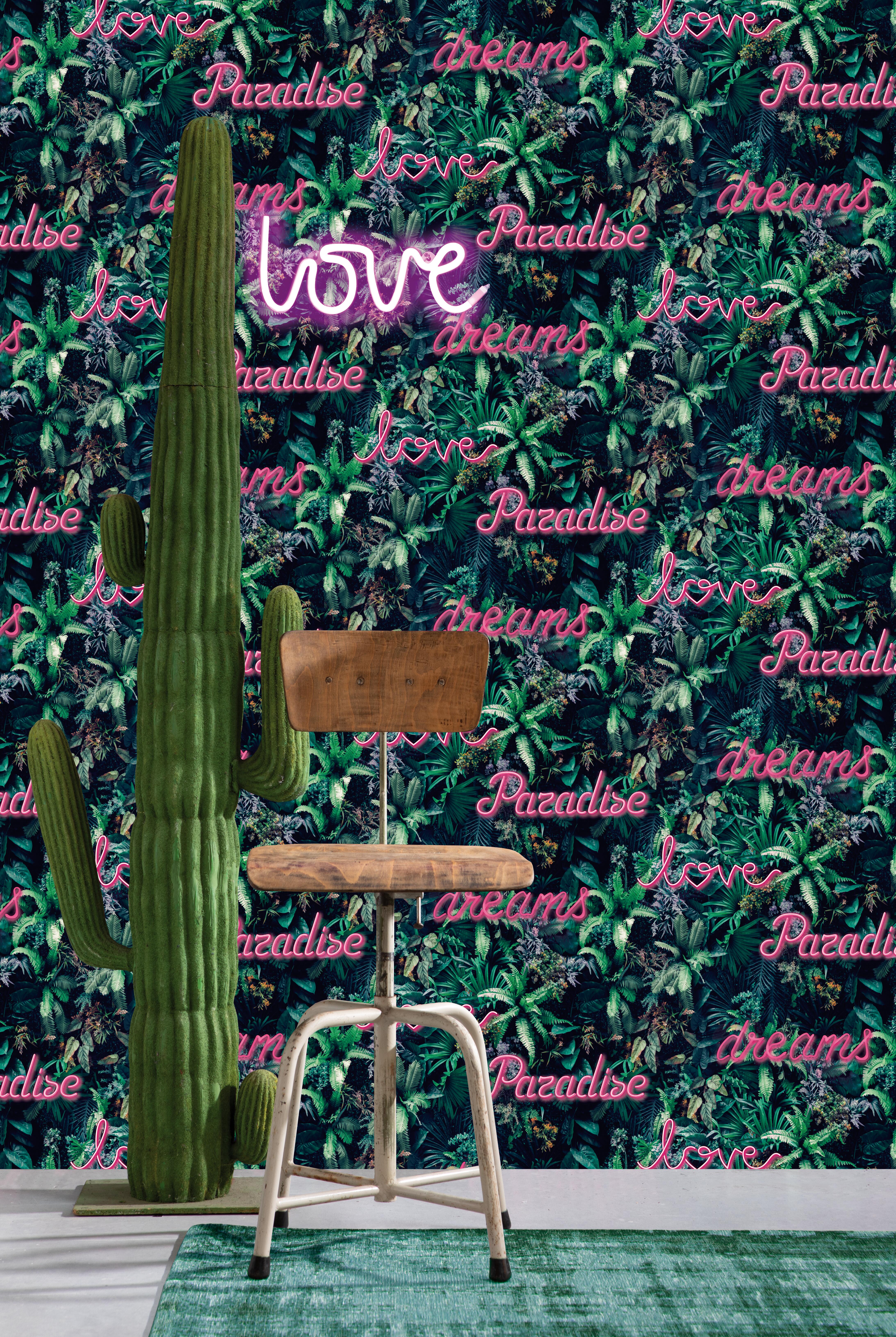 Papel pintado vinilo botánico, plantas o floral rosa