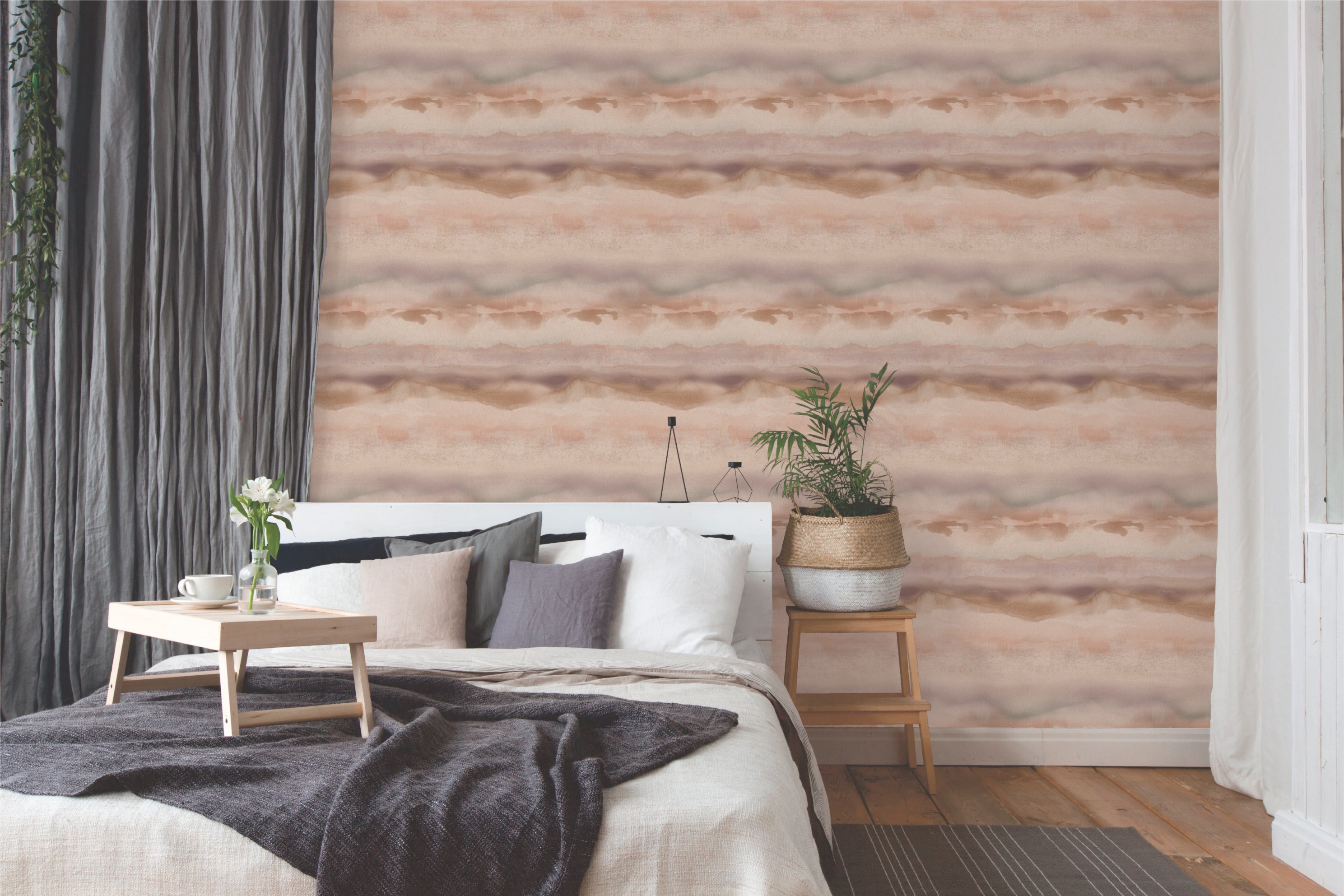 Papel pintado vinilo naturaleza rosa