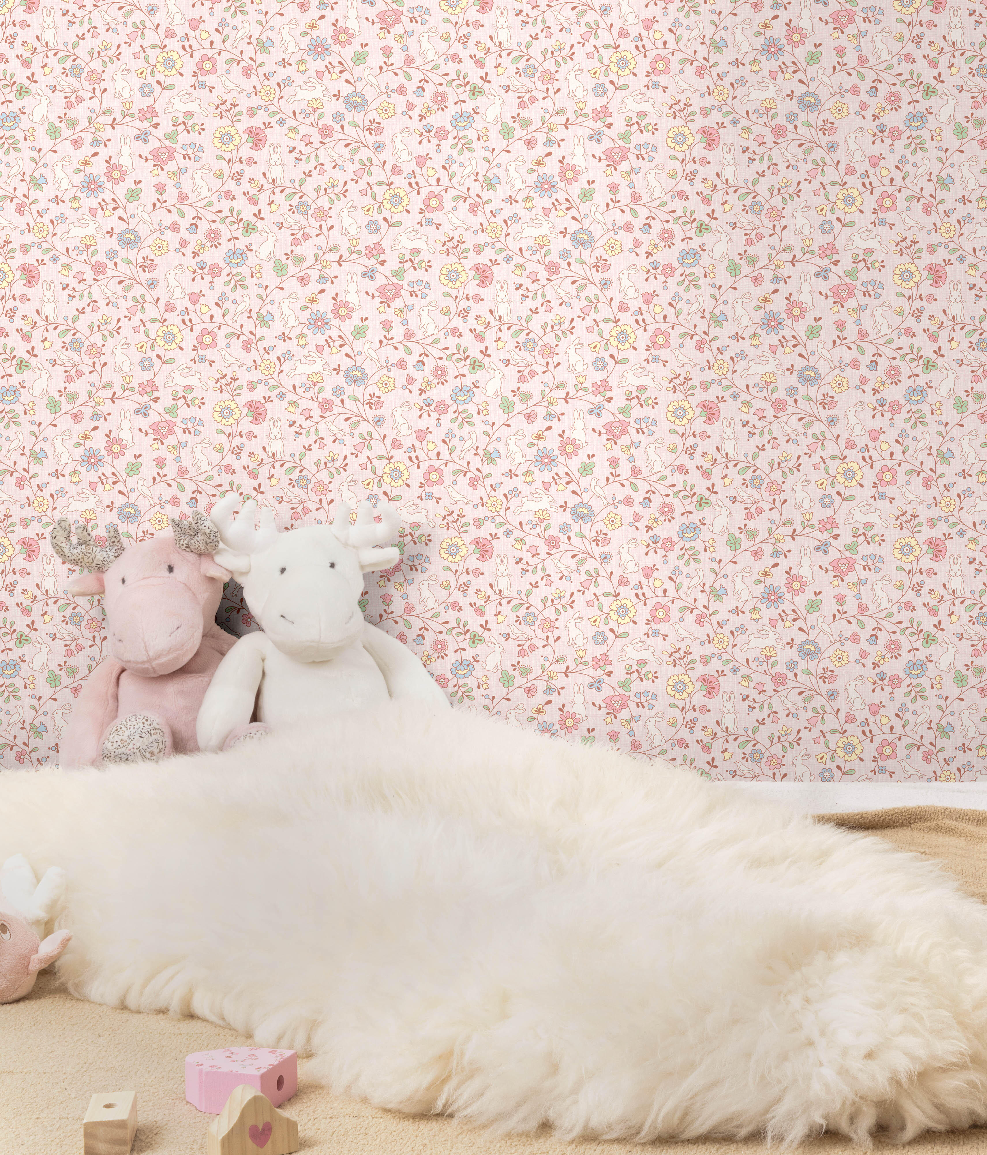 Papel pintado vinilo aplicación cola en pared floral vegetal flores y animales domésticos multicolor grandeco 53cmx10m lavable