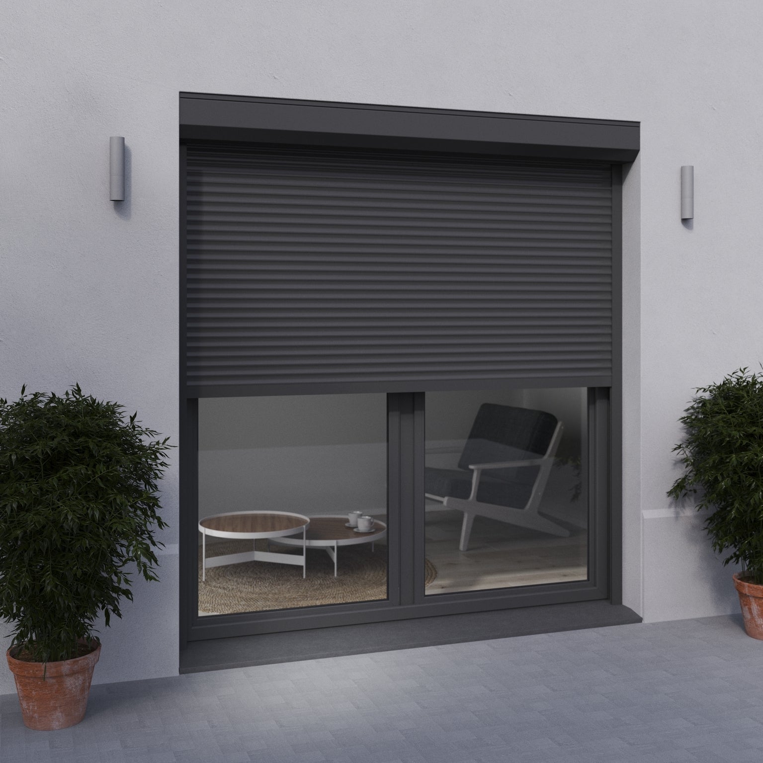 Volet roulant électrique alu isolé gris motorisé filaire H 215 x l