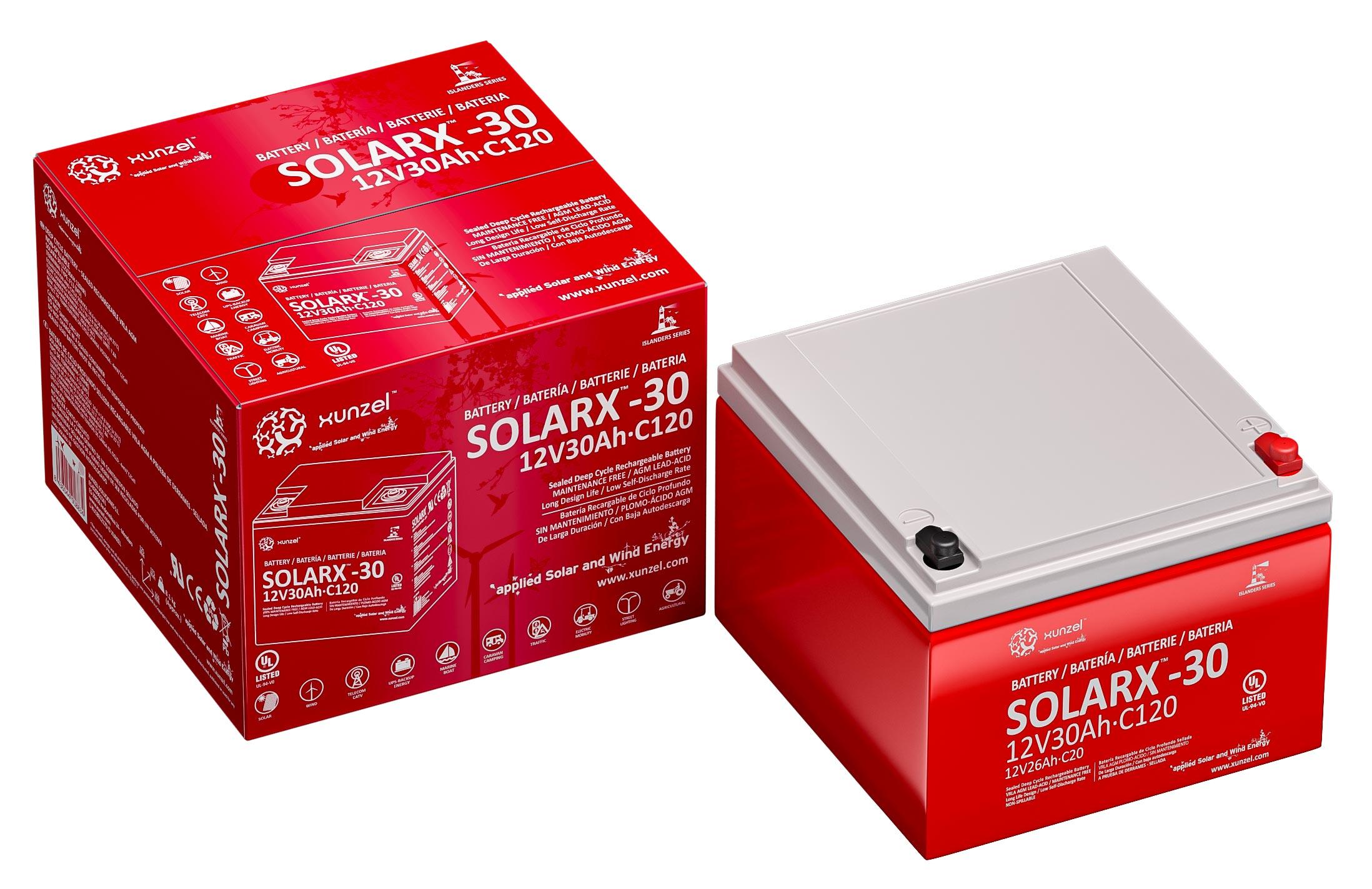 Bateria Solar SOLARX-30 XUNZEL 12V de longa duração selada e sem manutenção - 2