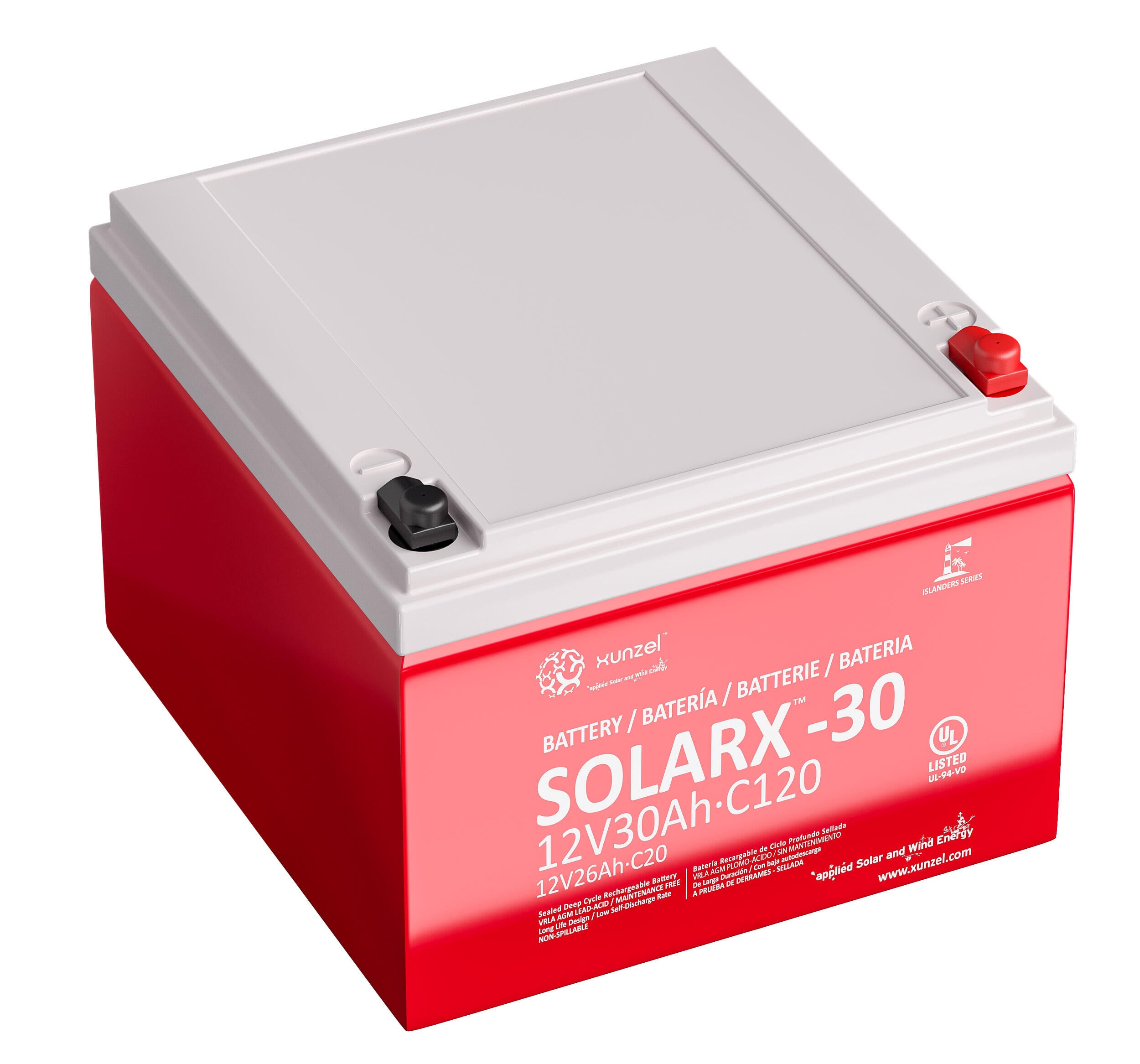 Batería solar agm xunzel 12v 30ah sin mantenimiento