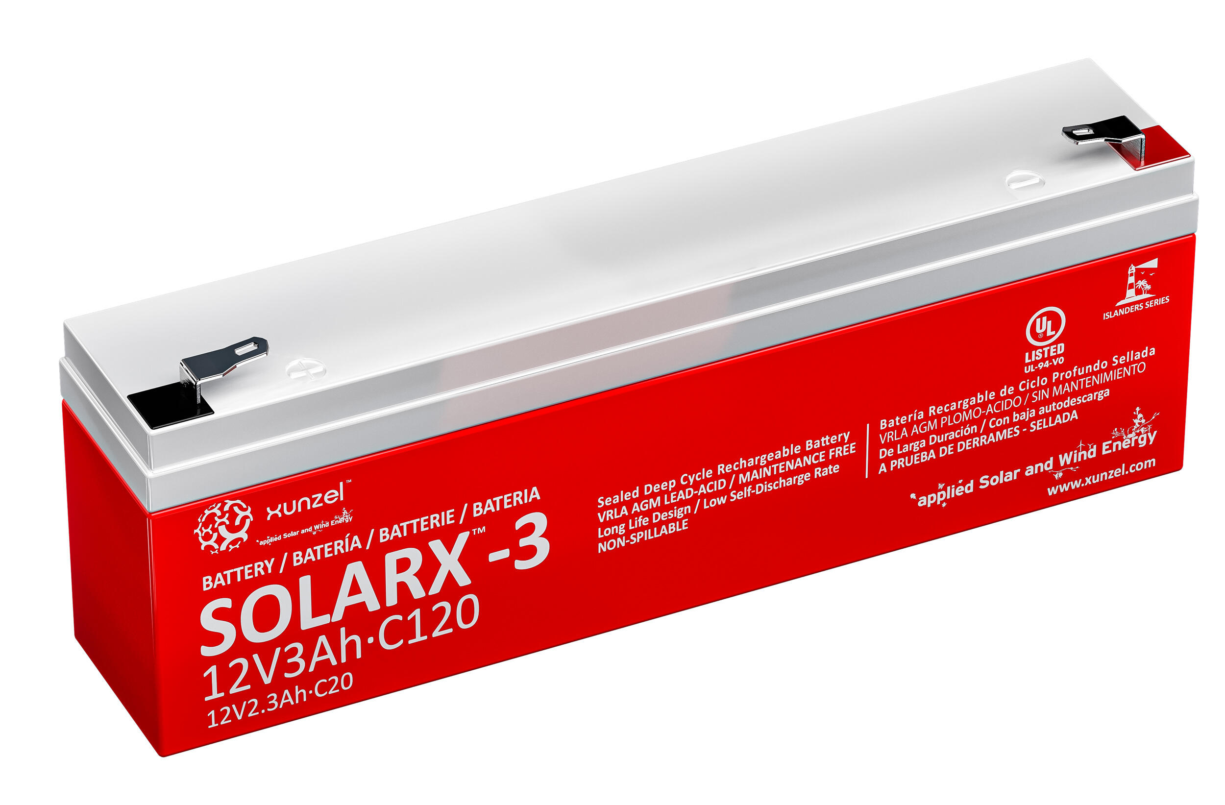 Batería solar agm solarx-3 xunzel 12v 3ah sin mantenimiento