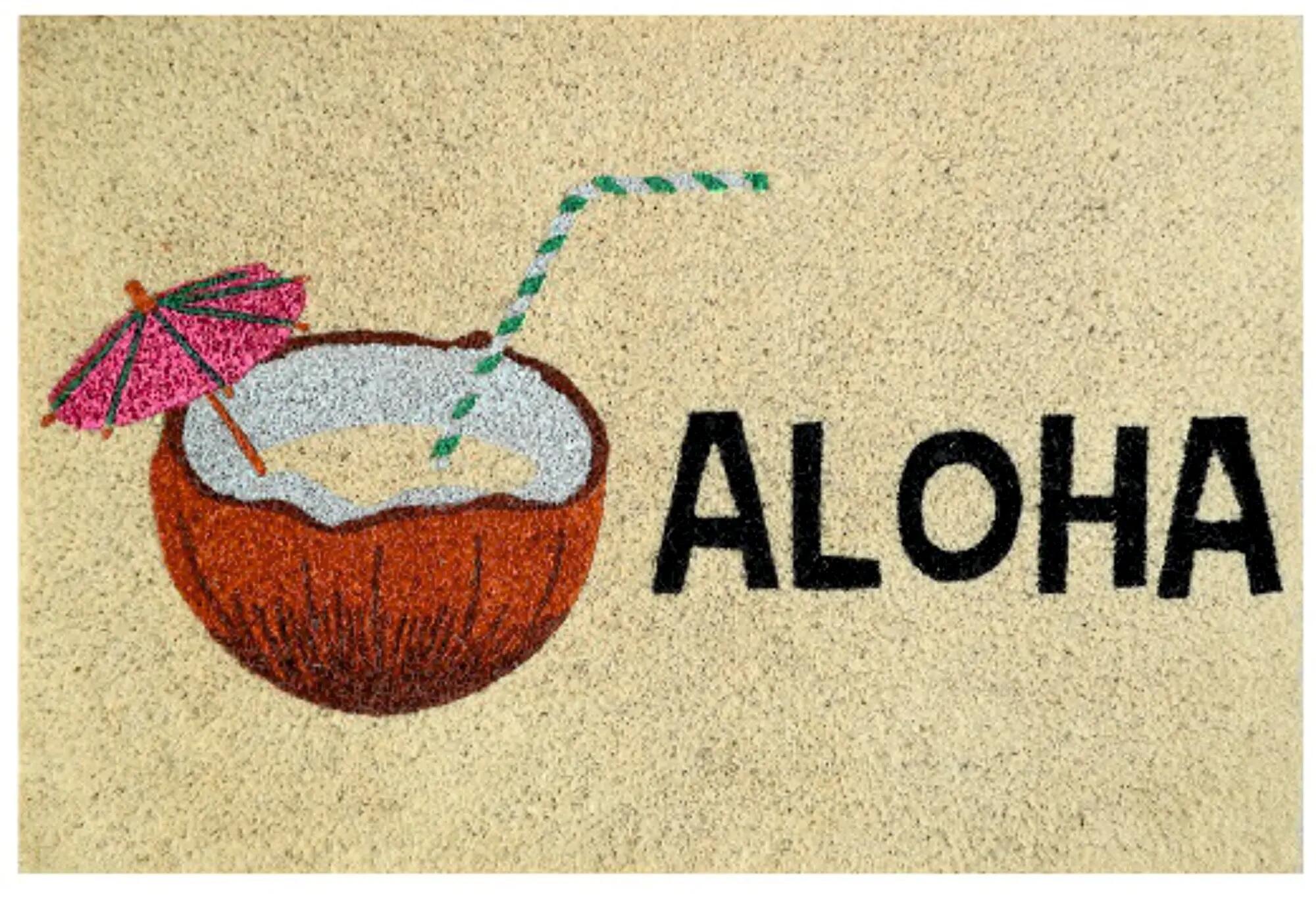 Felpudo coco aloha multicolor 60 x40 cm