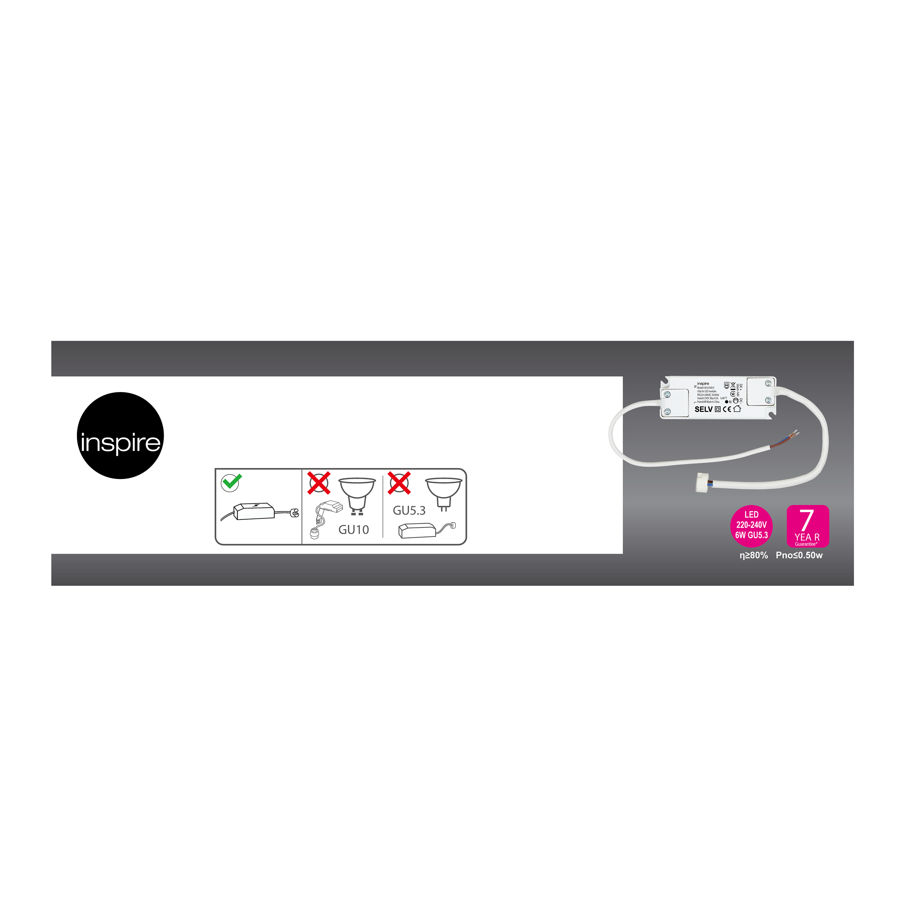 Douille GU5.3 + transformateur LED 6W 12V INSPIRE - 4