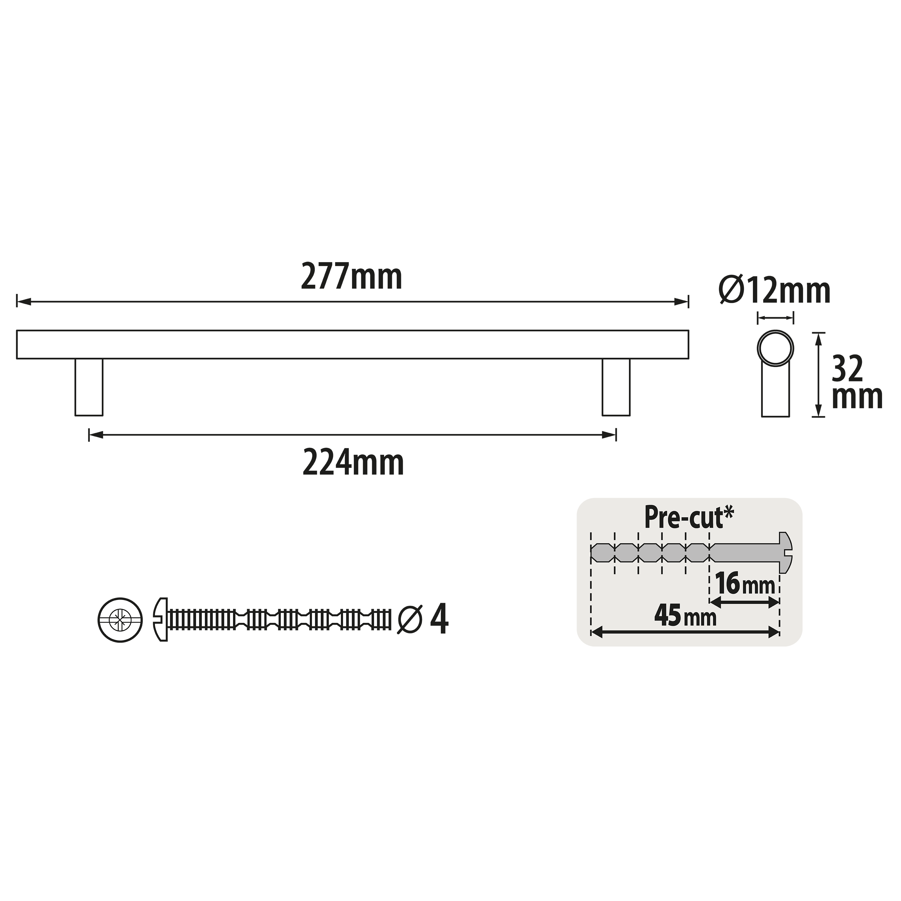 Maniglia per mobili INSPIRE SARA in inox nichel spazzolato lucido interasse 224 mm - 9