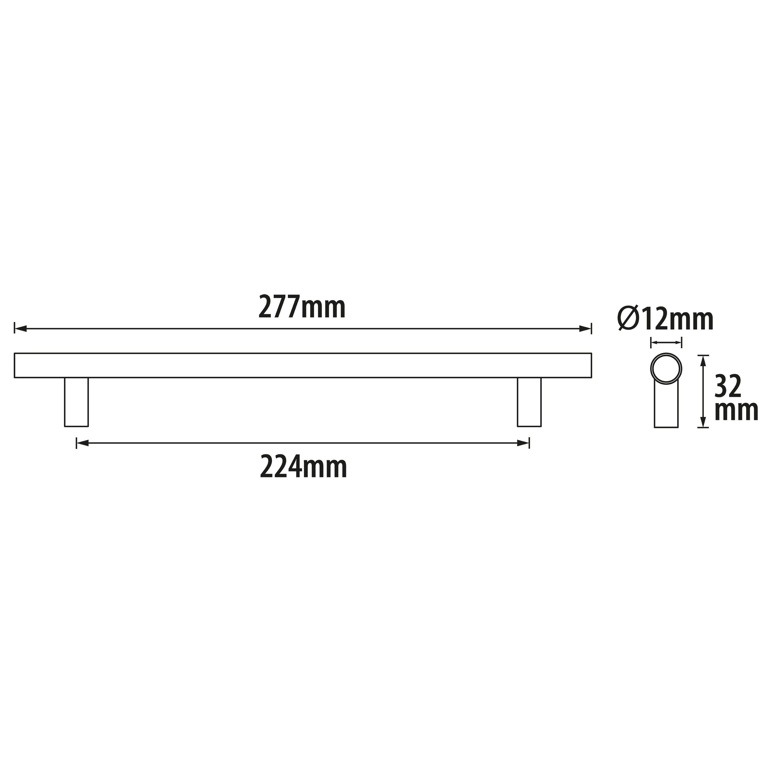 Maniglia per mobili INSPIRE SARA in inox nichel spazzolato lucido interasse 224 mm - 8
