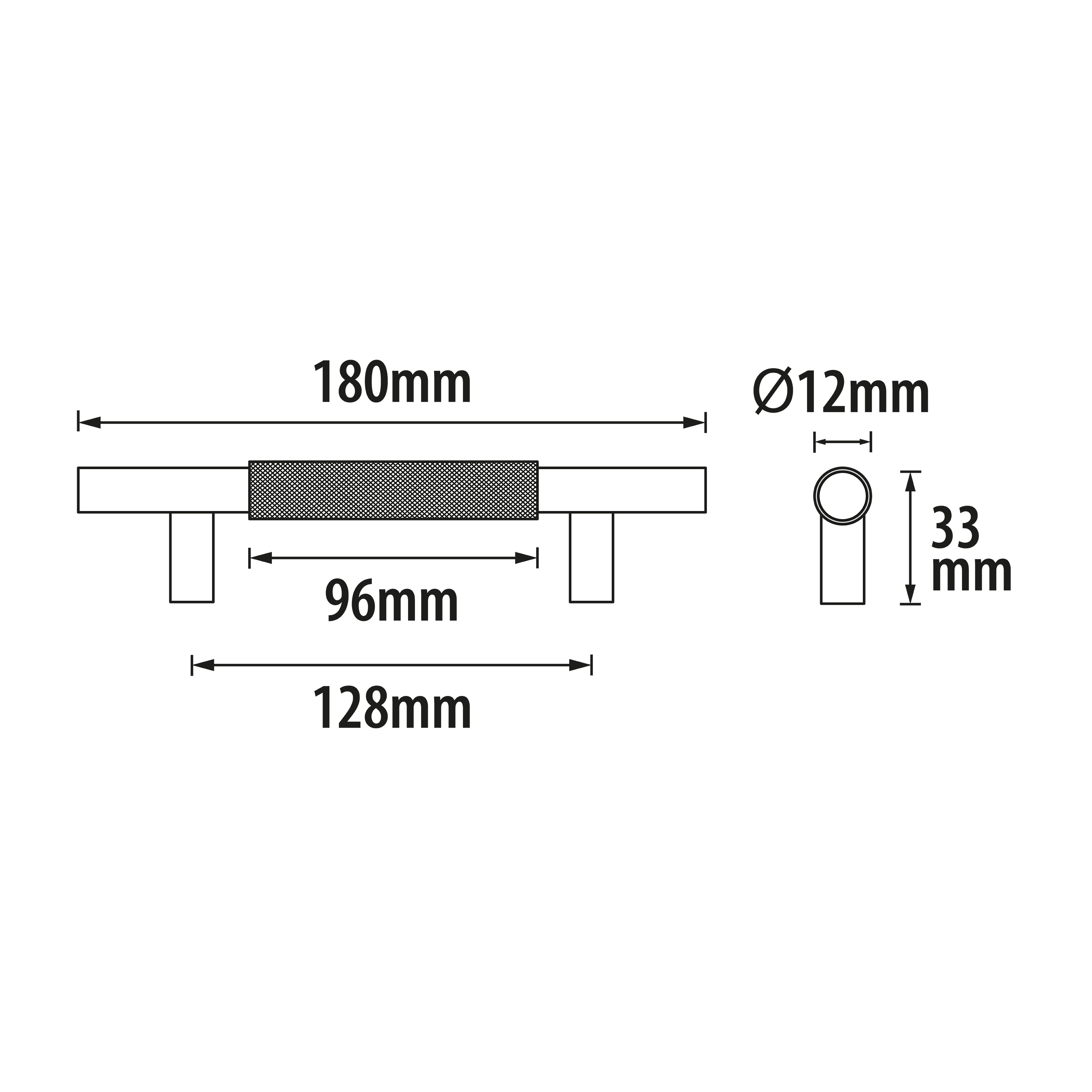 2 Puxadores para móvel asa alumínio com textura preto 128 mm Inspire Axel - 5