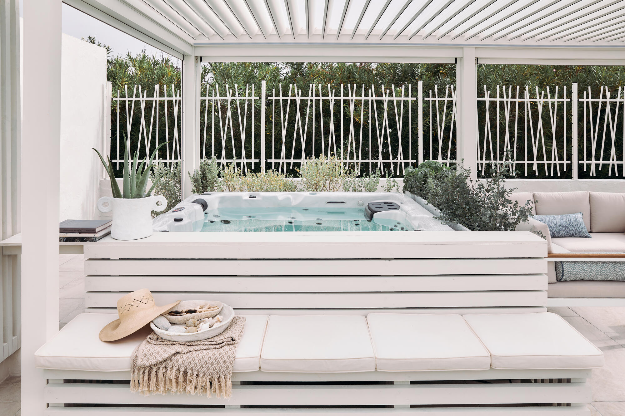 Salotto da giardino angolare per 5 persone bianco Oris NATERIAL con cuscini in poliestere beige - 2