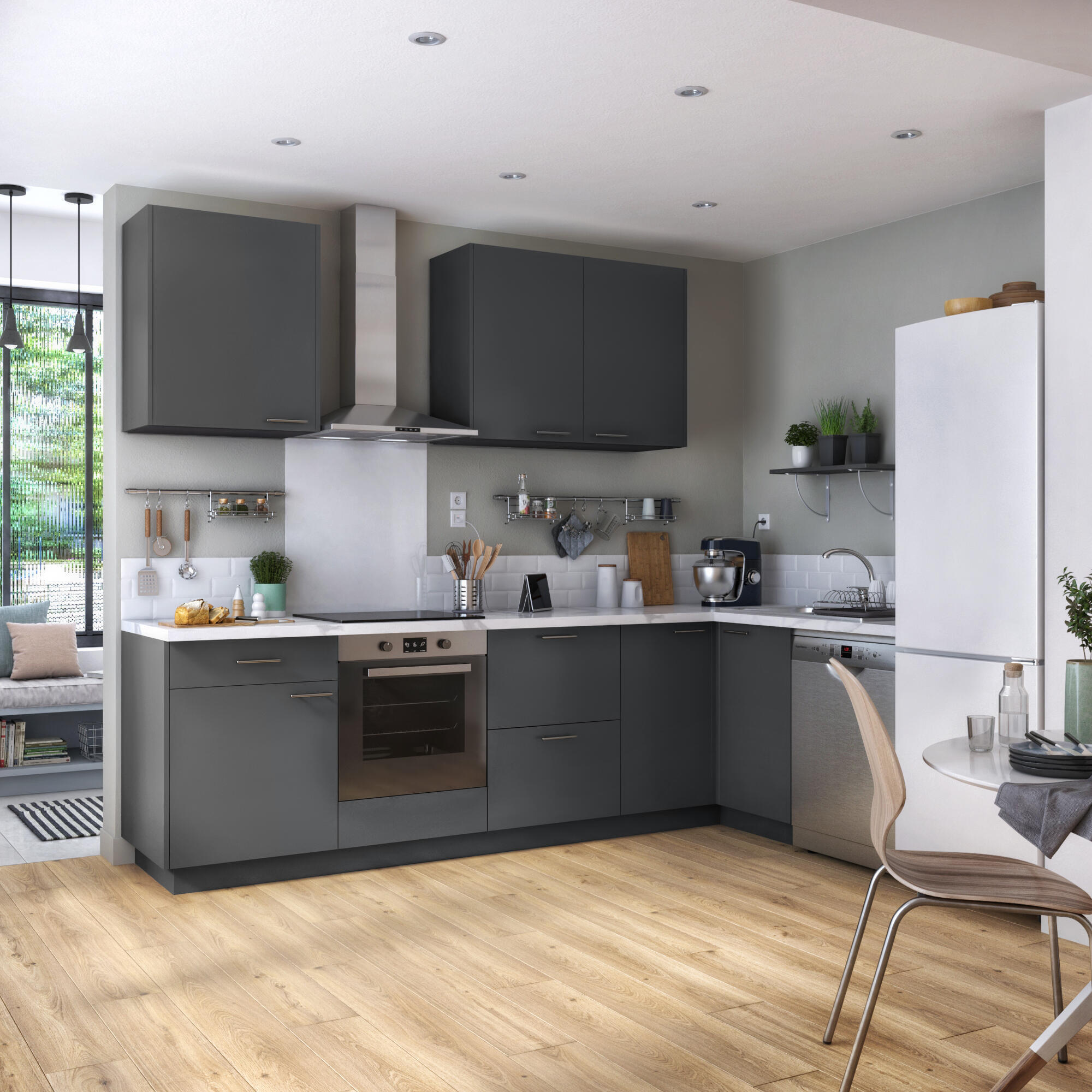 Caisson bas de cuisine DELINIA ID gris H.76.8 x l.30 x P.58 cm - 2