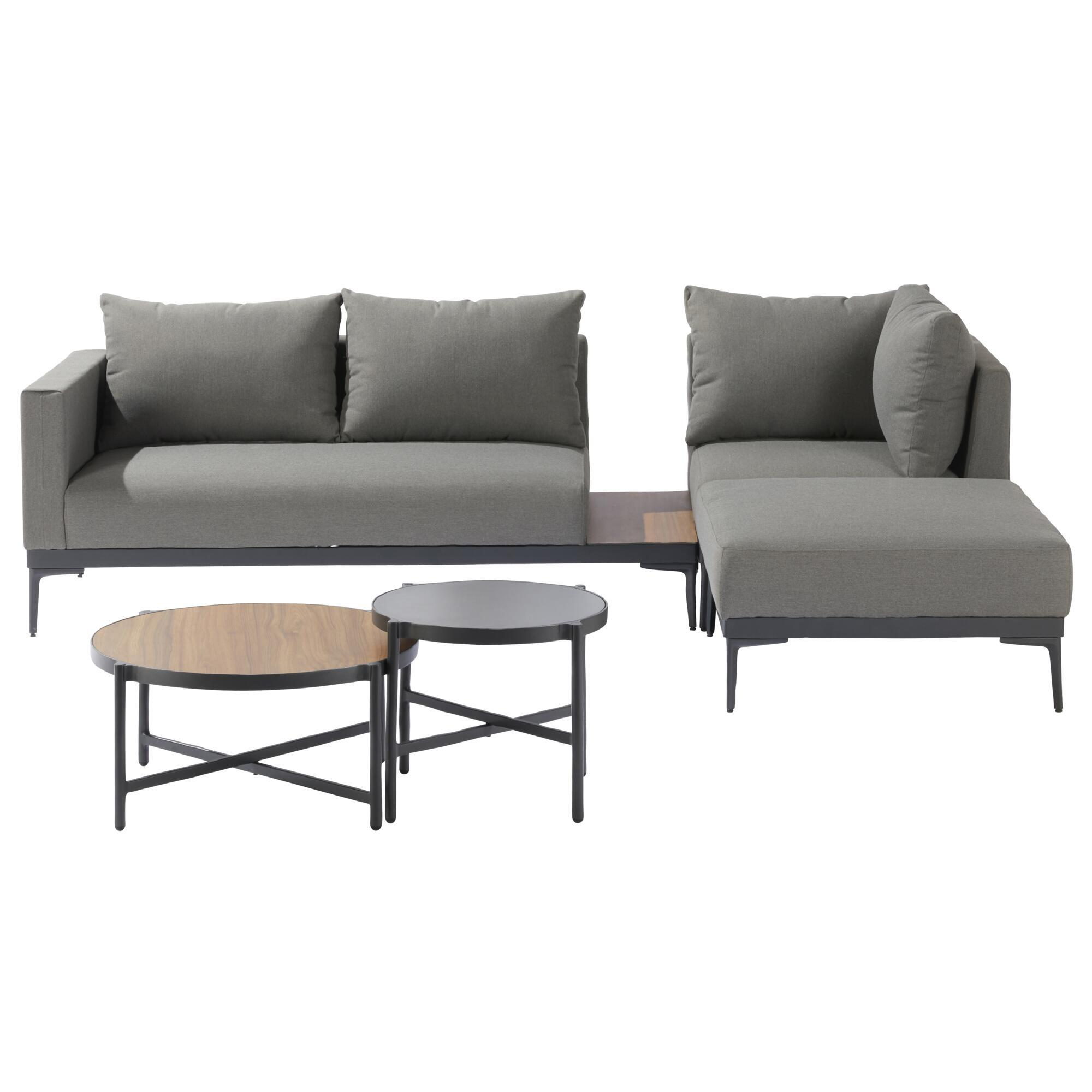 Conjunto jardim relax sofá e mesa 4P alumínio cinza Olyros Naterial - 3
