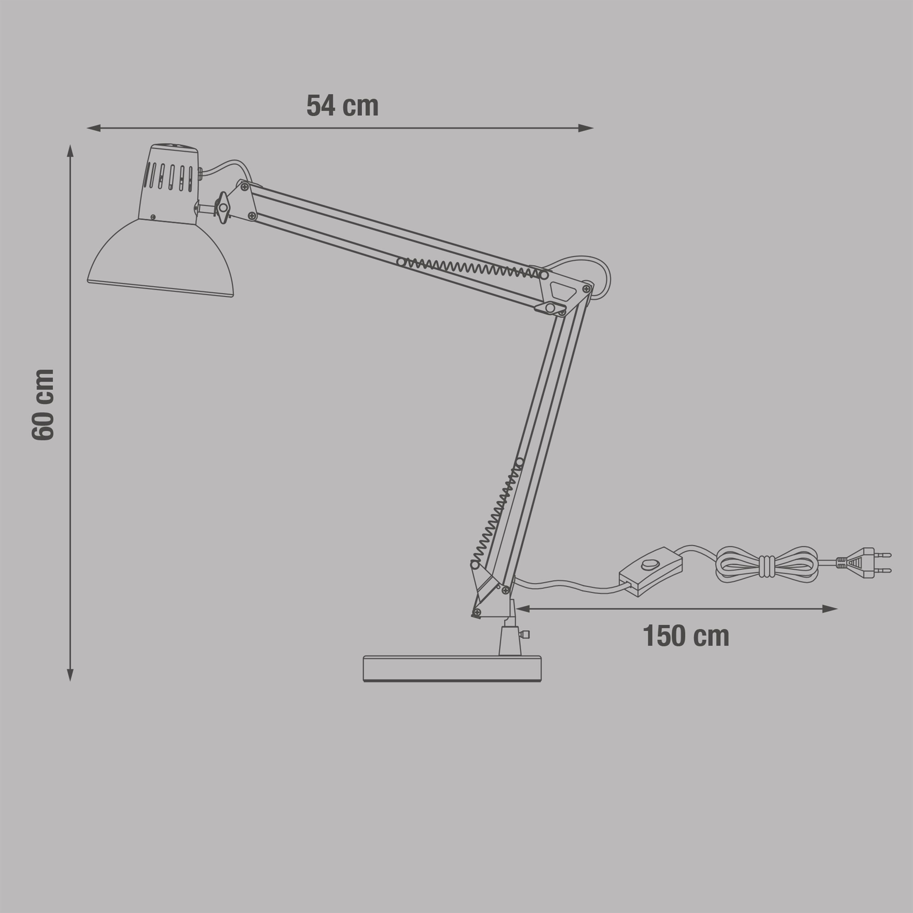 Flexo para escritorio compatible con casquillo E27 Arquitecto INSPIRE con estructura acero negro alimentación a red - 4