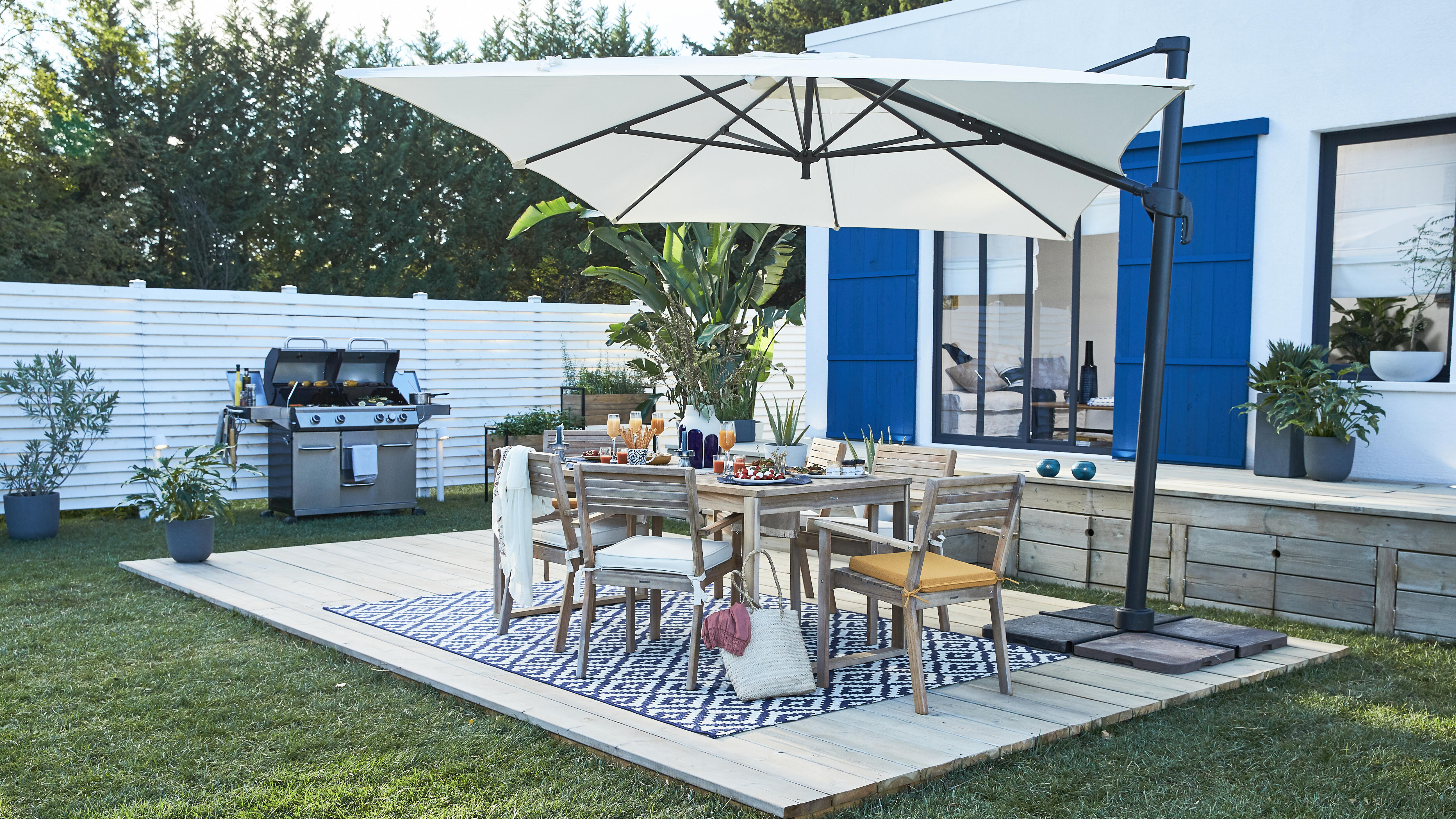 Parasol NATERIAL Aura blanc rectangulaire - 4