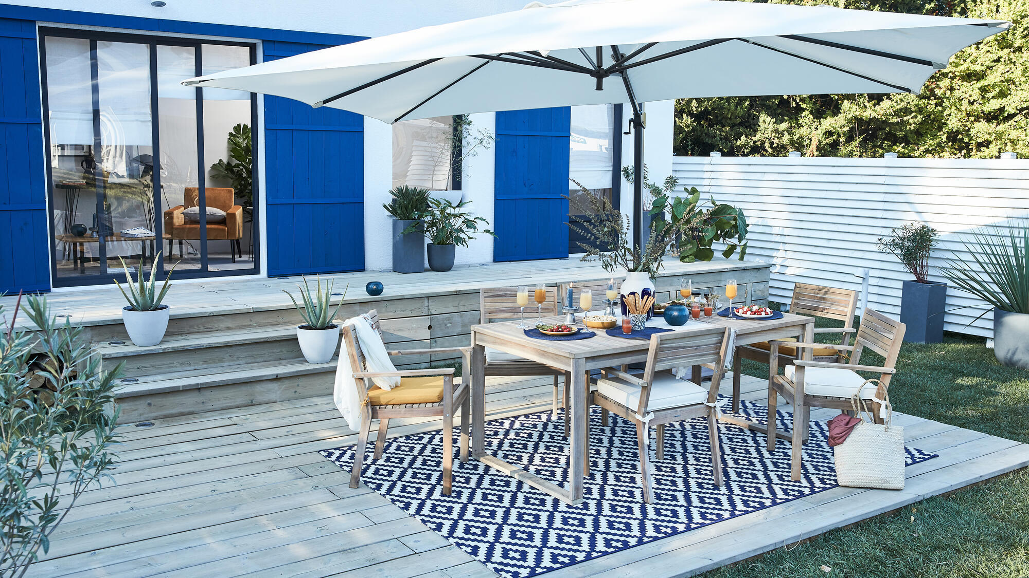 Parasol NATERIAL Aura blanc rectangulaire - 3