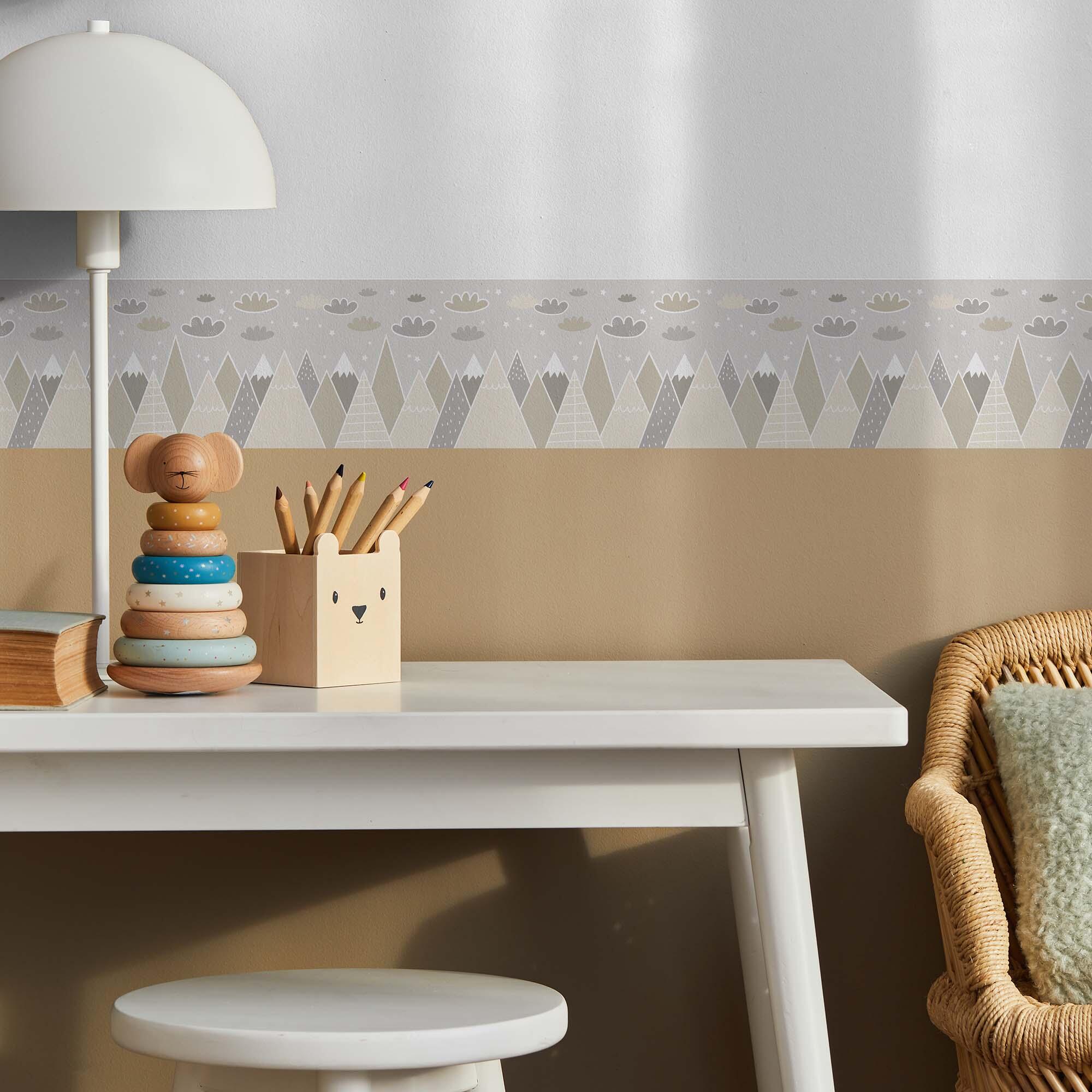 Cenefa adhesiva PVC lavable infantil Mountain marrón 115 cm x 3 m - 2