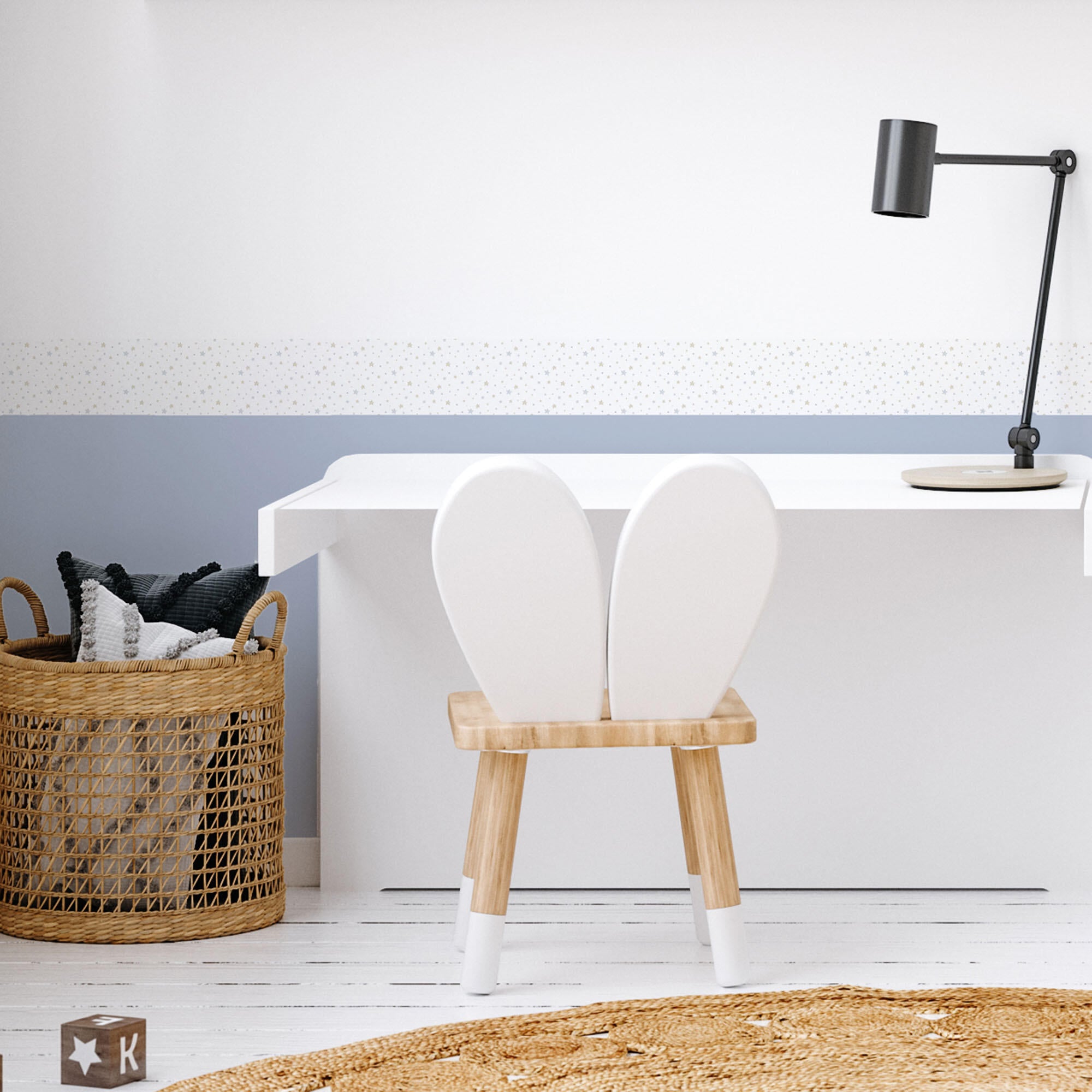 Cenefa adhesiva pvc lavable infantil stars azul 115 cm x 3 m