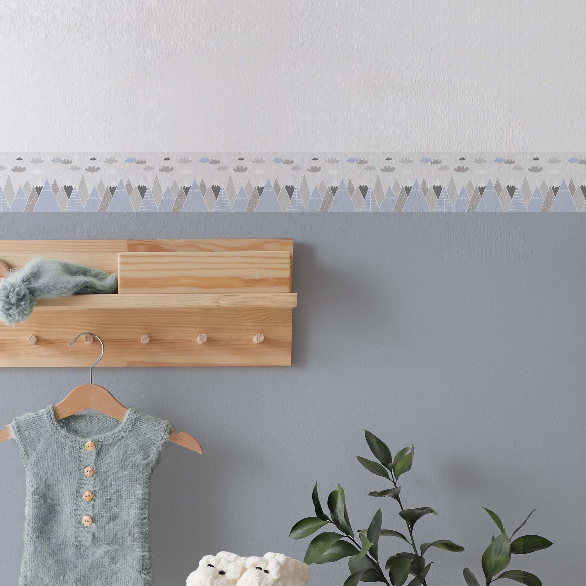 Cenefa adhesiva pvc lavable infantil moubtain azul 115 cm x 3 m