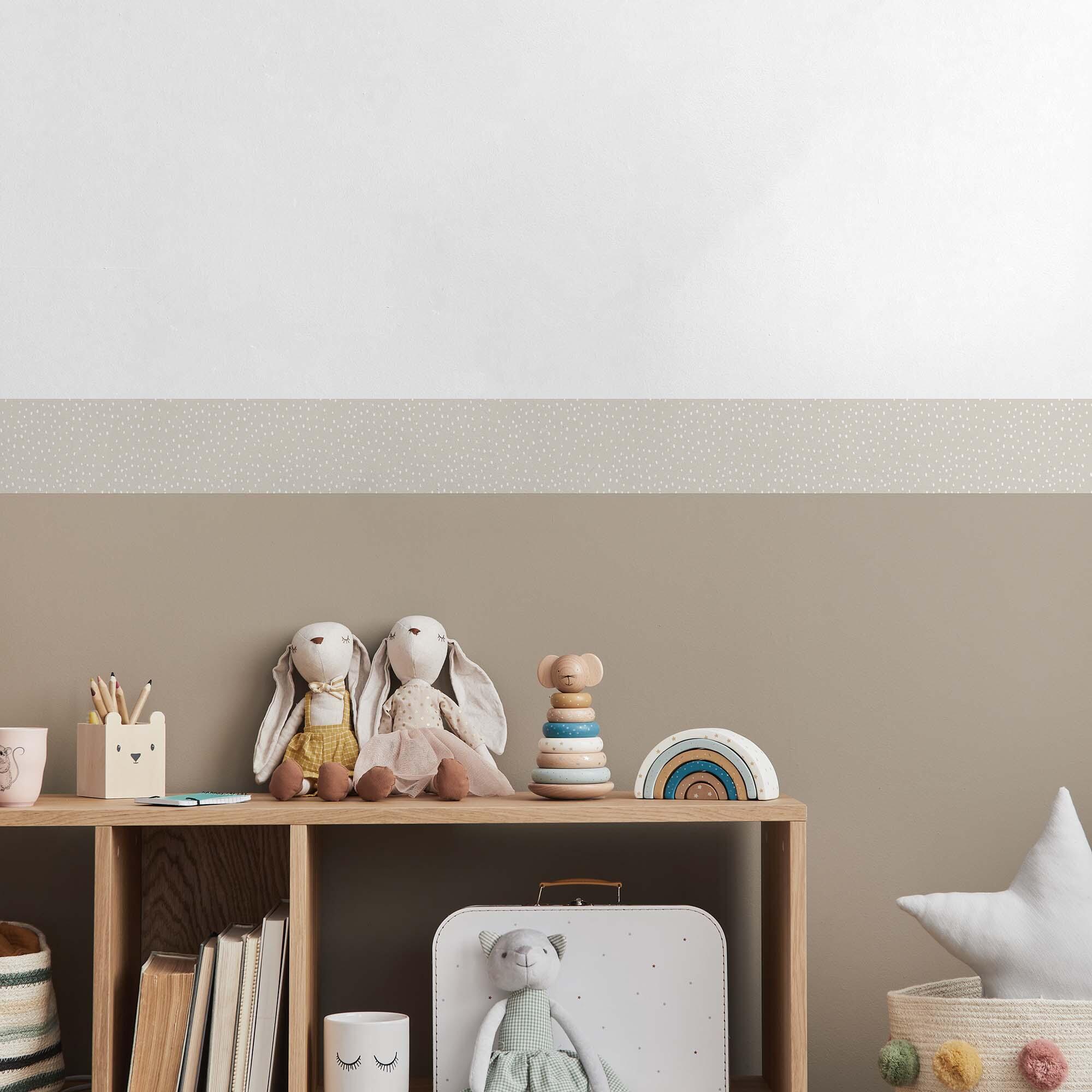 Cenefa adhesiva PVC lavable infantil Punts beige 115 cm x 3 m - 2