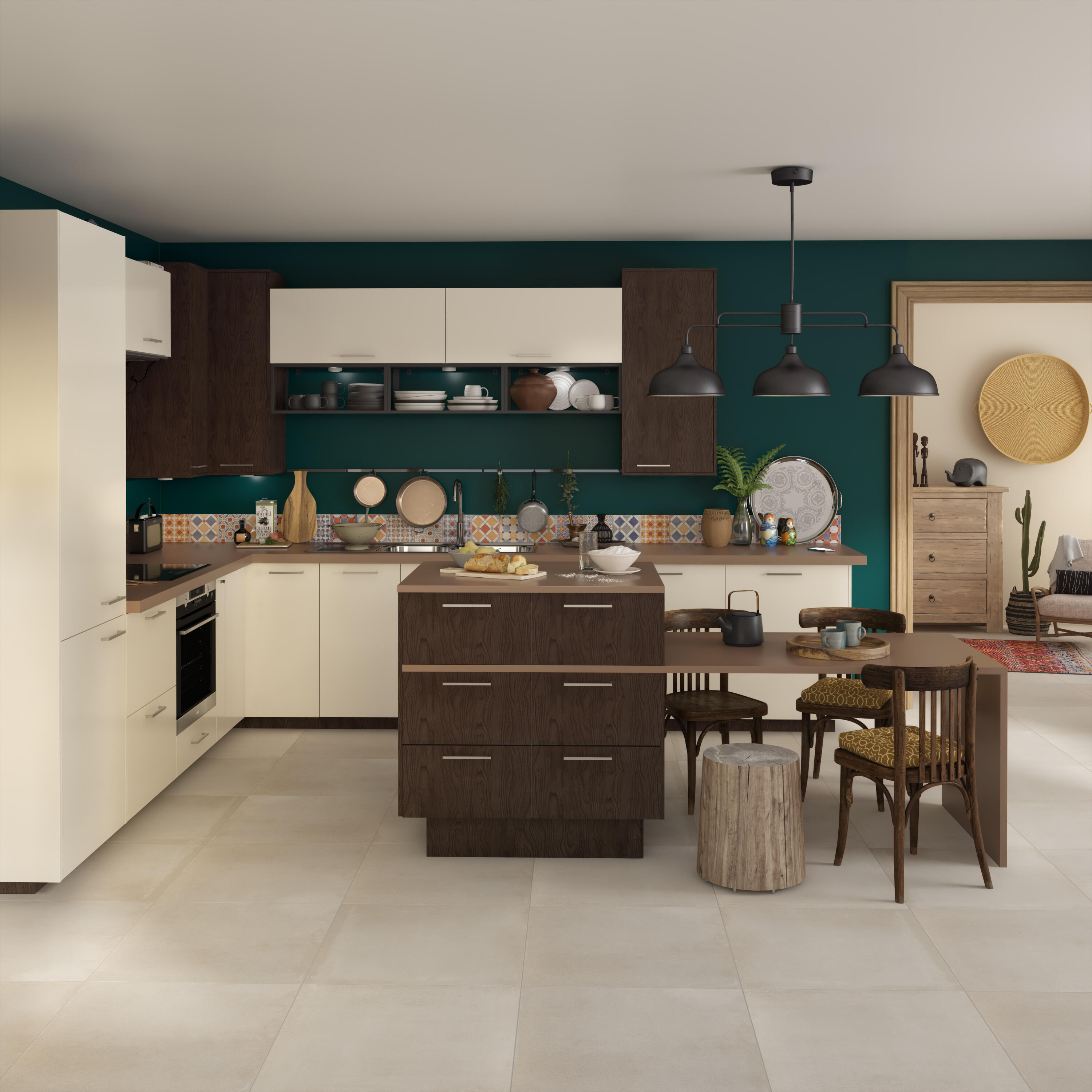 Façade de tiroir de cuisine Sevilla ivoire brillant H.16.7 x l.59.7 cm - 4