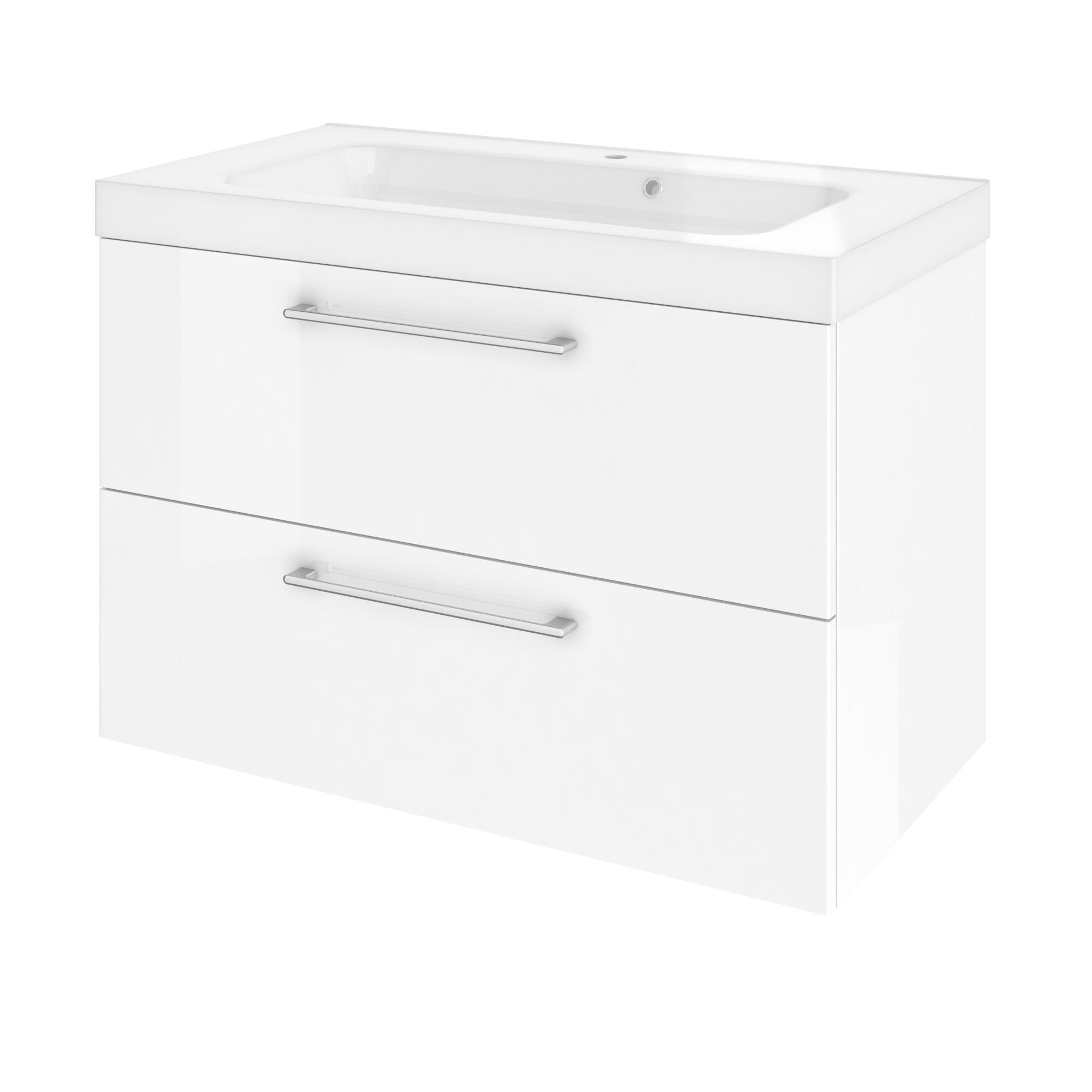 Meuble sous-vasque 2t l.90 x H.57.7 x P.46 cm blanc brillant Remix - 8