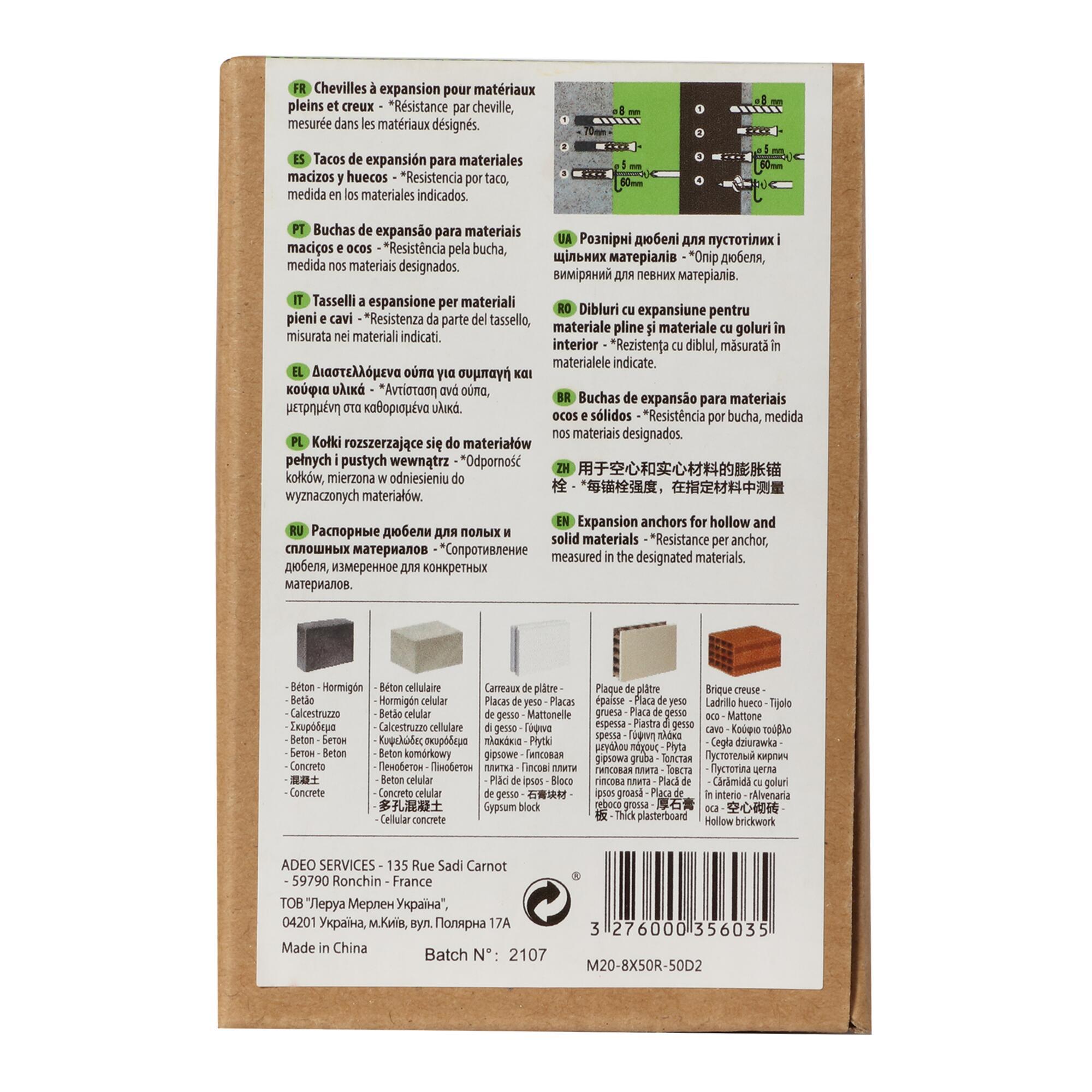 50 buchas nylon STANDERS MULTIMATATERIAL 8X50MM COM PARAFUSO - 7