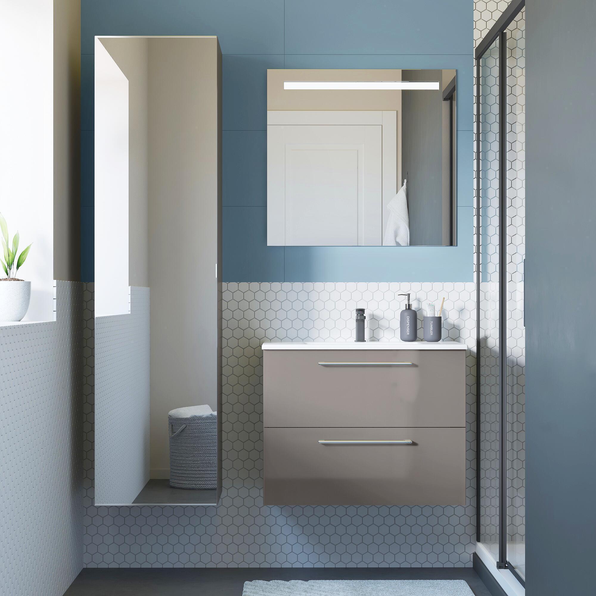 Plan simple vasque centrée Moon porcelaine blanc Brillant l.76 x P.49 cm - 5